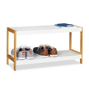 Schuhregal Weiss-Natur Weiss-Hellbraun von Relaxdays