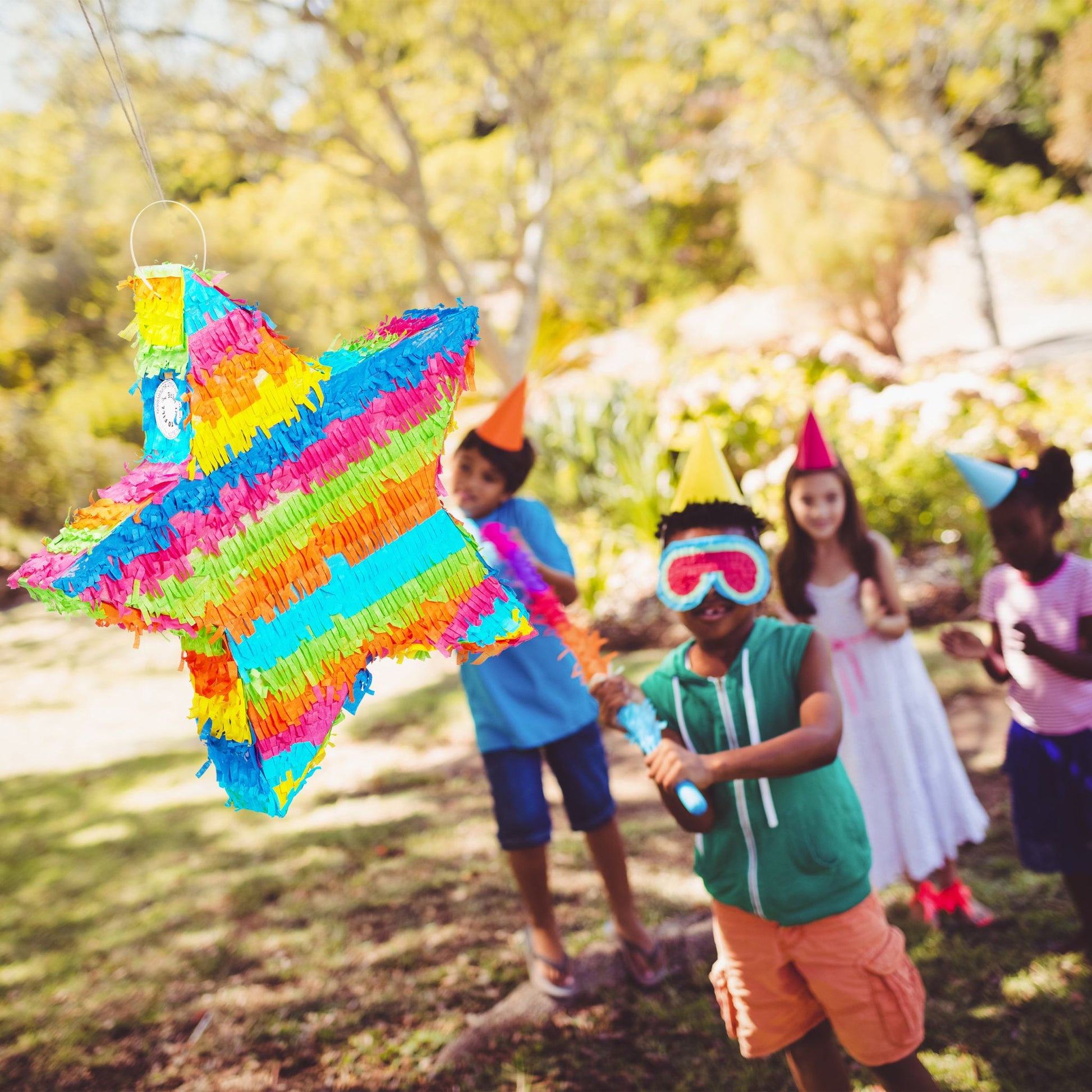 Pinata Stern bunt Gelb-Pink-Türkis von Relaxdays