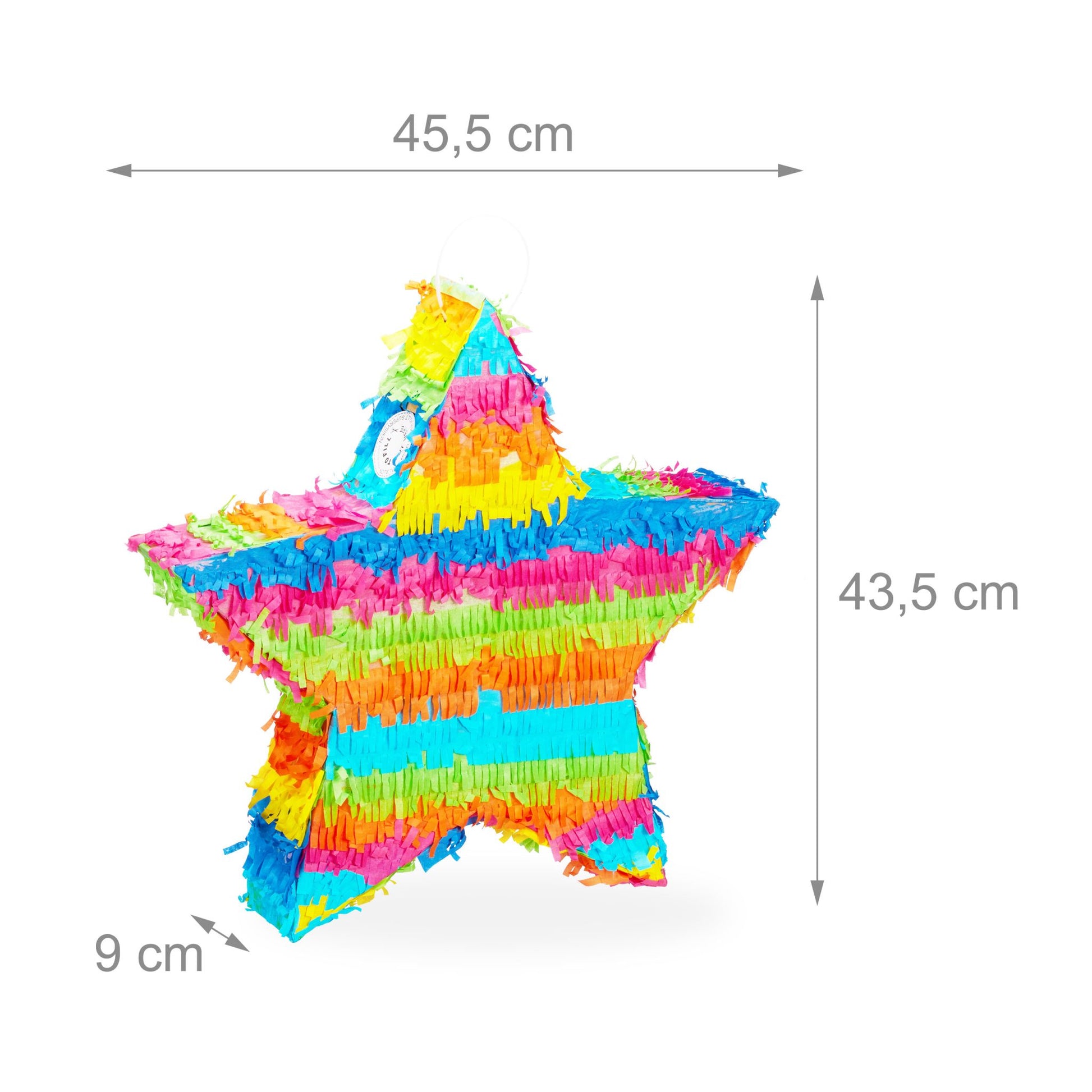 Pinata Stern bunt Gelb-Pink-Türkis von Relaxdays