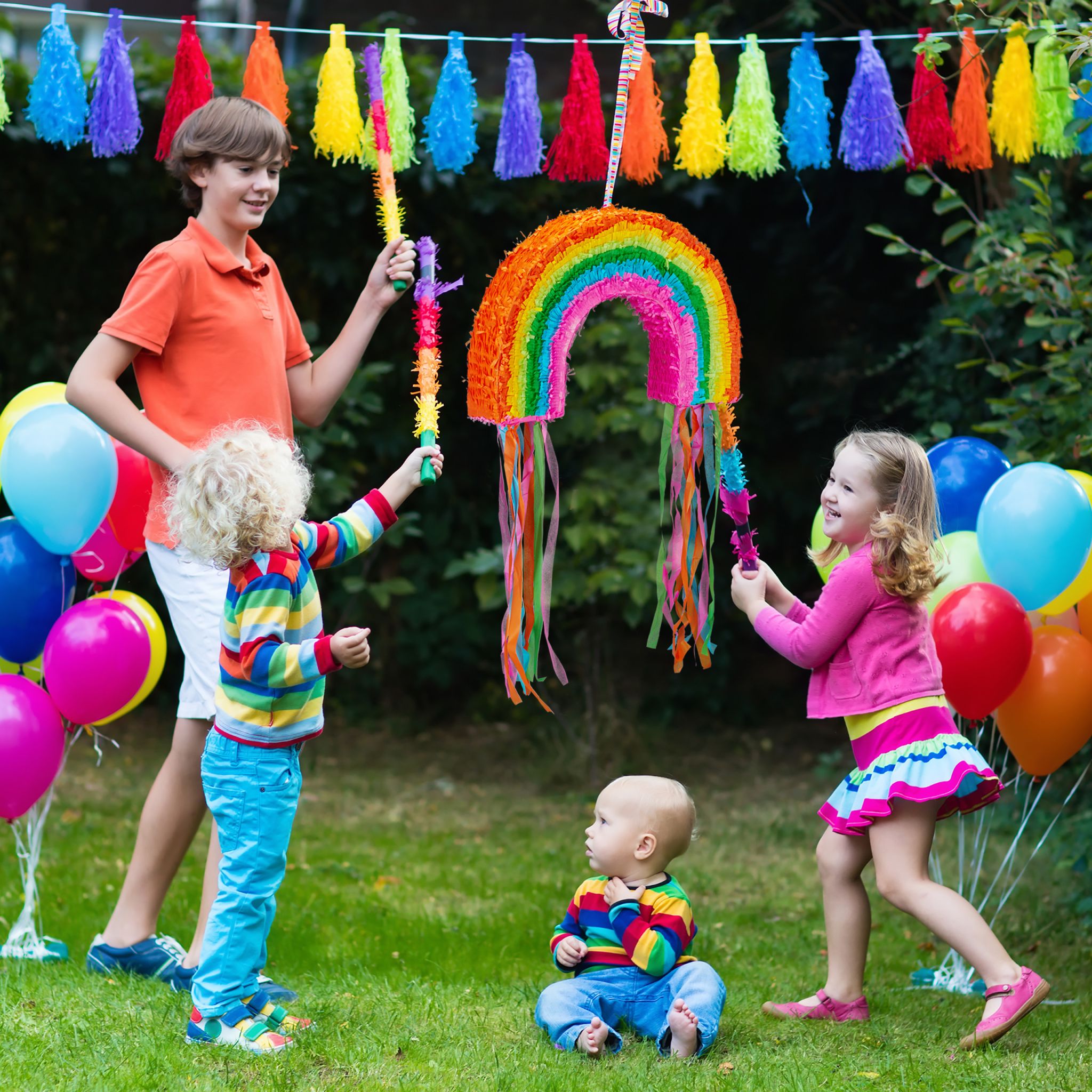 Pinata Regenbogen Grün-Orange-Pink von Relaxdays