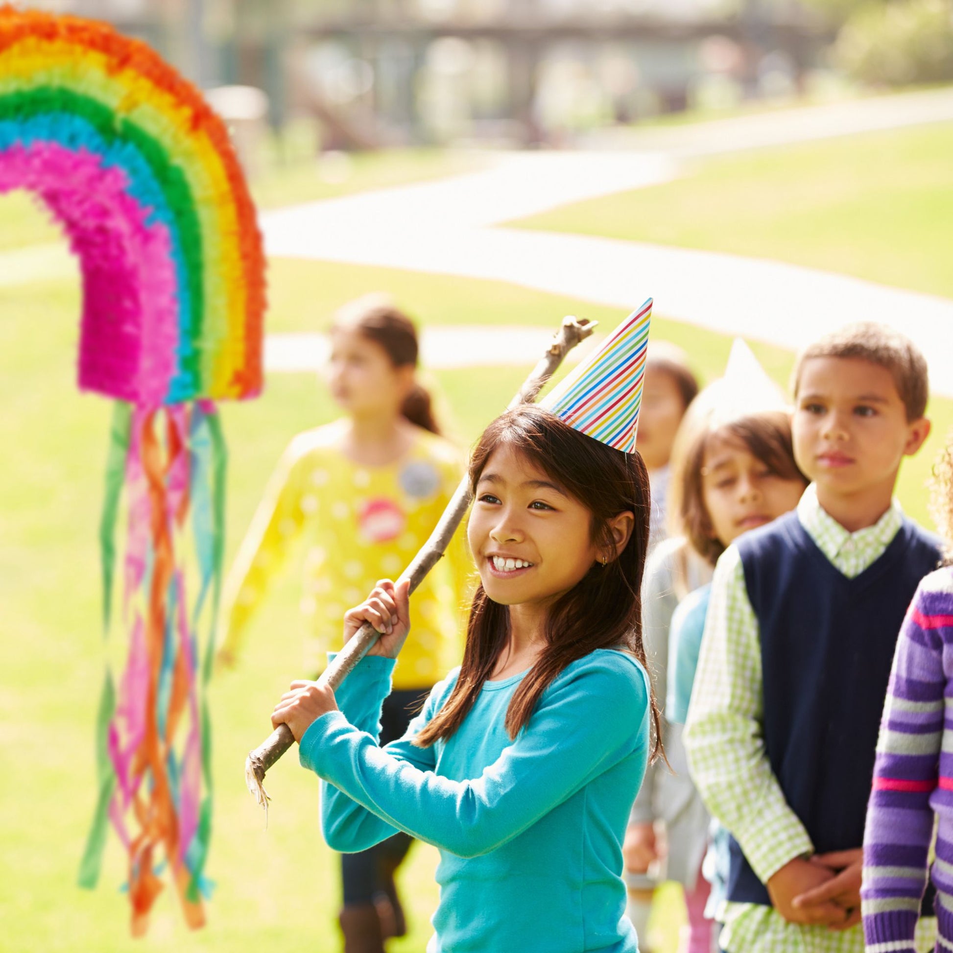 Pinata Regenbogen Grün-Orange-Pink von Relaxdays