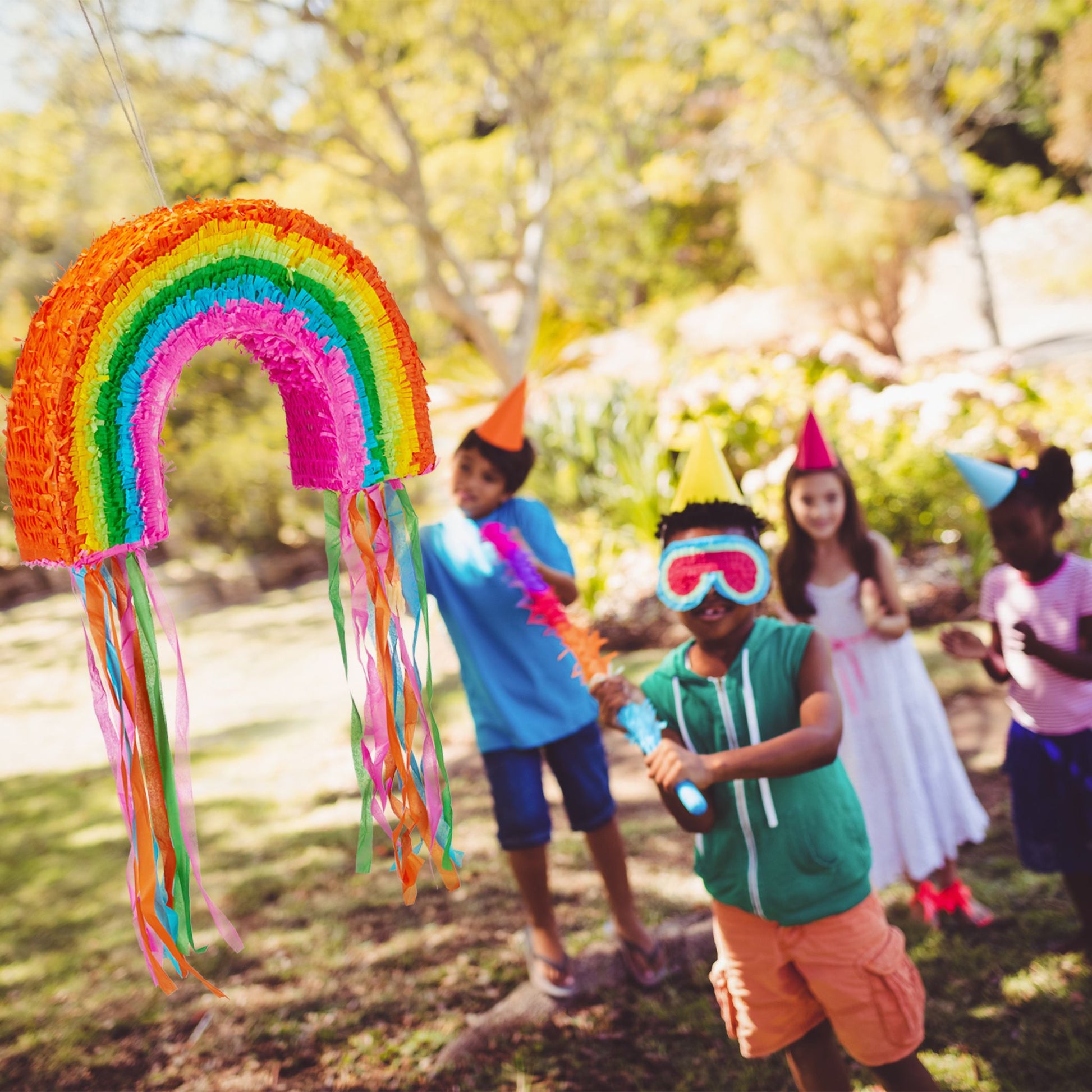 Pinata Regenbogen Grün-Orange-Pink von Relaxdays