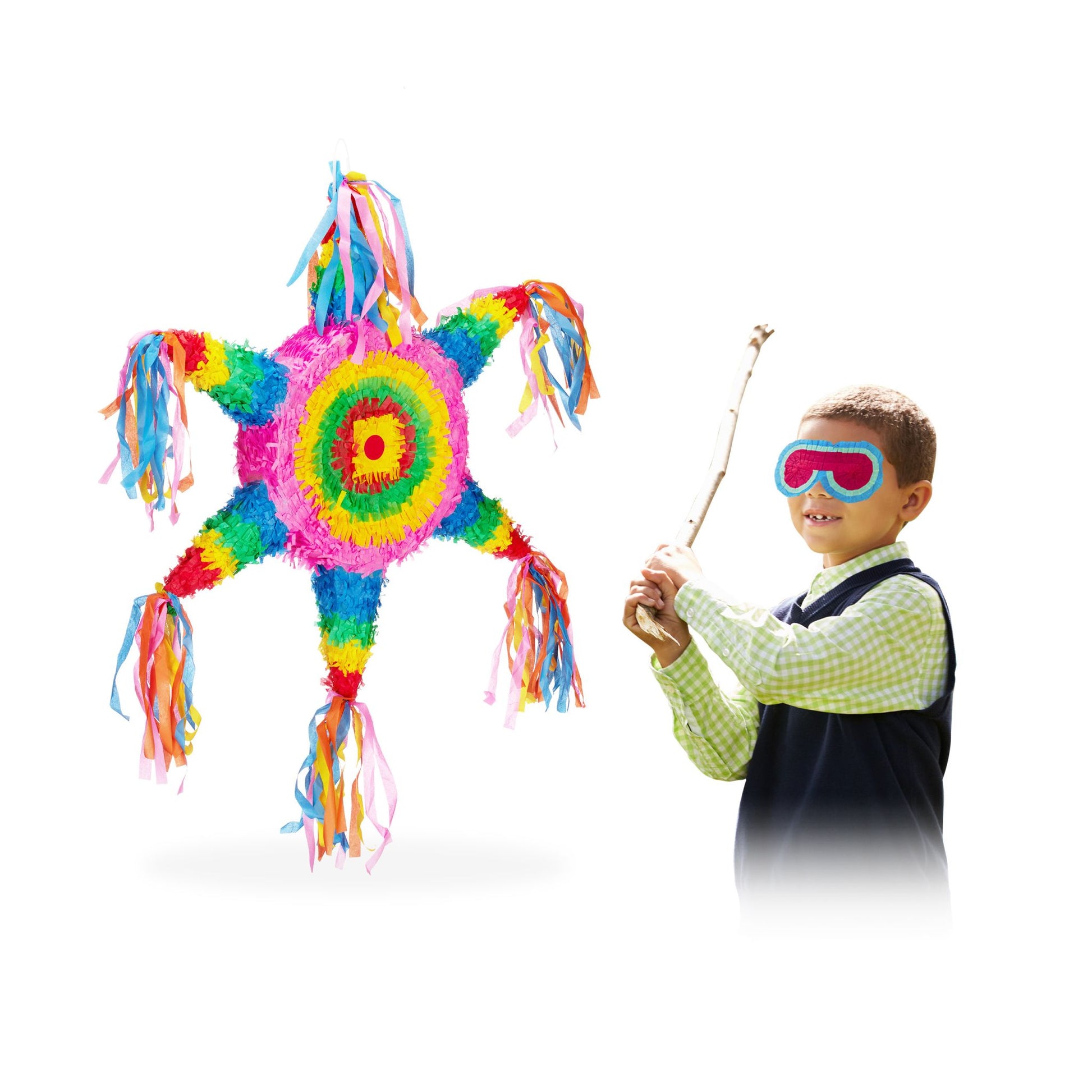 Pinata Stern bunt Blau-Pink-Rot von Relaxdays