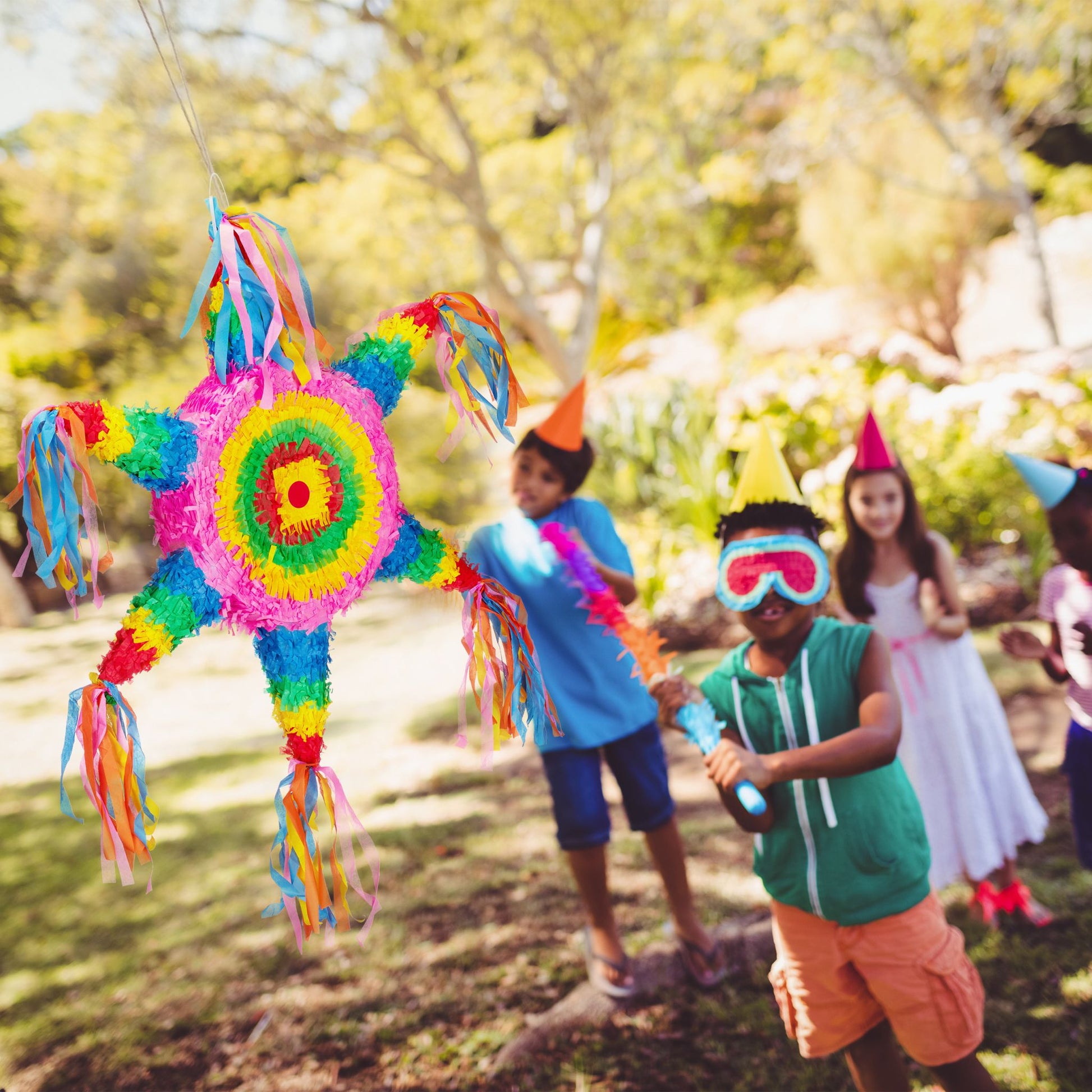 Pinata Stern bunt Blau-Pink-Rot von Relaxdays