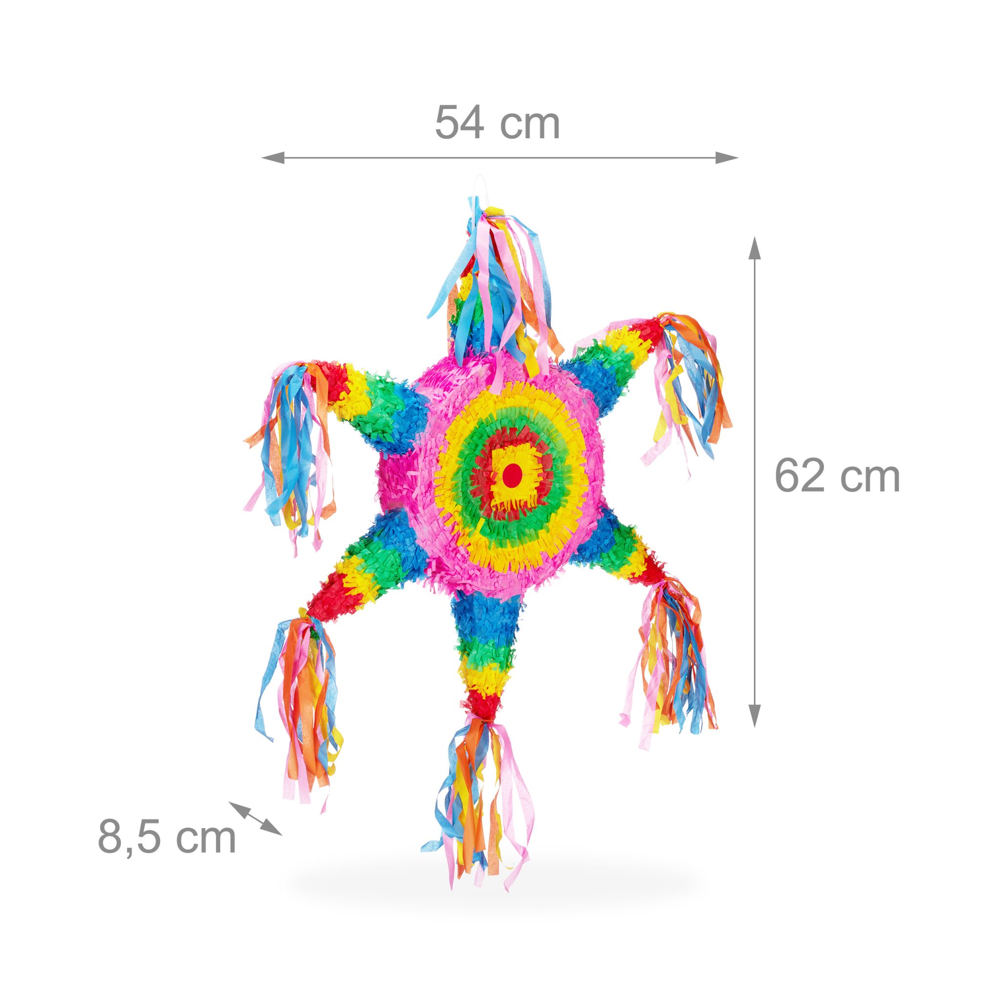 Pinata Stern bunt Blau-Pink-Rot von Relaxdays