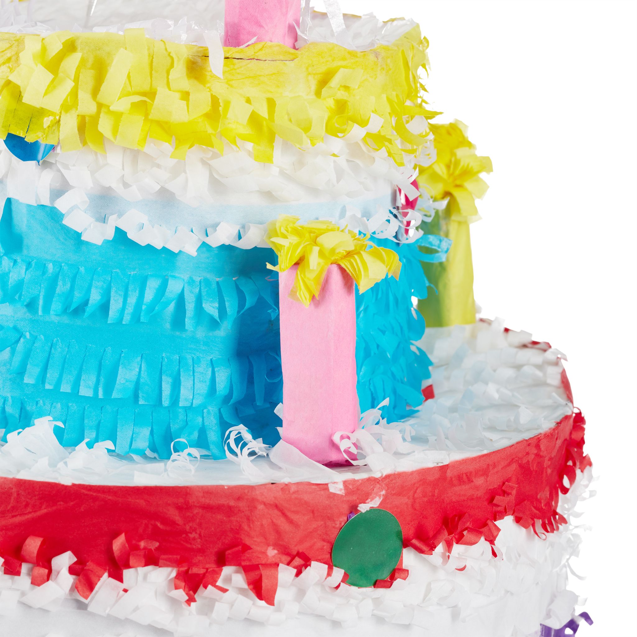 Pinata Geburtstag Torte Weiss-Gelb-Lila von Relaxdays