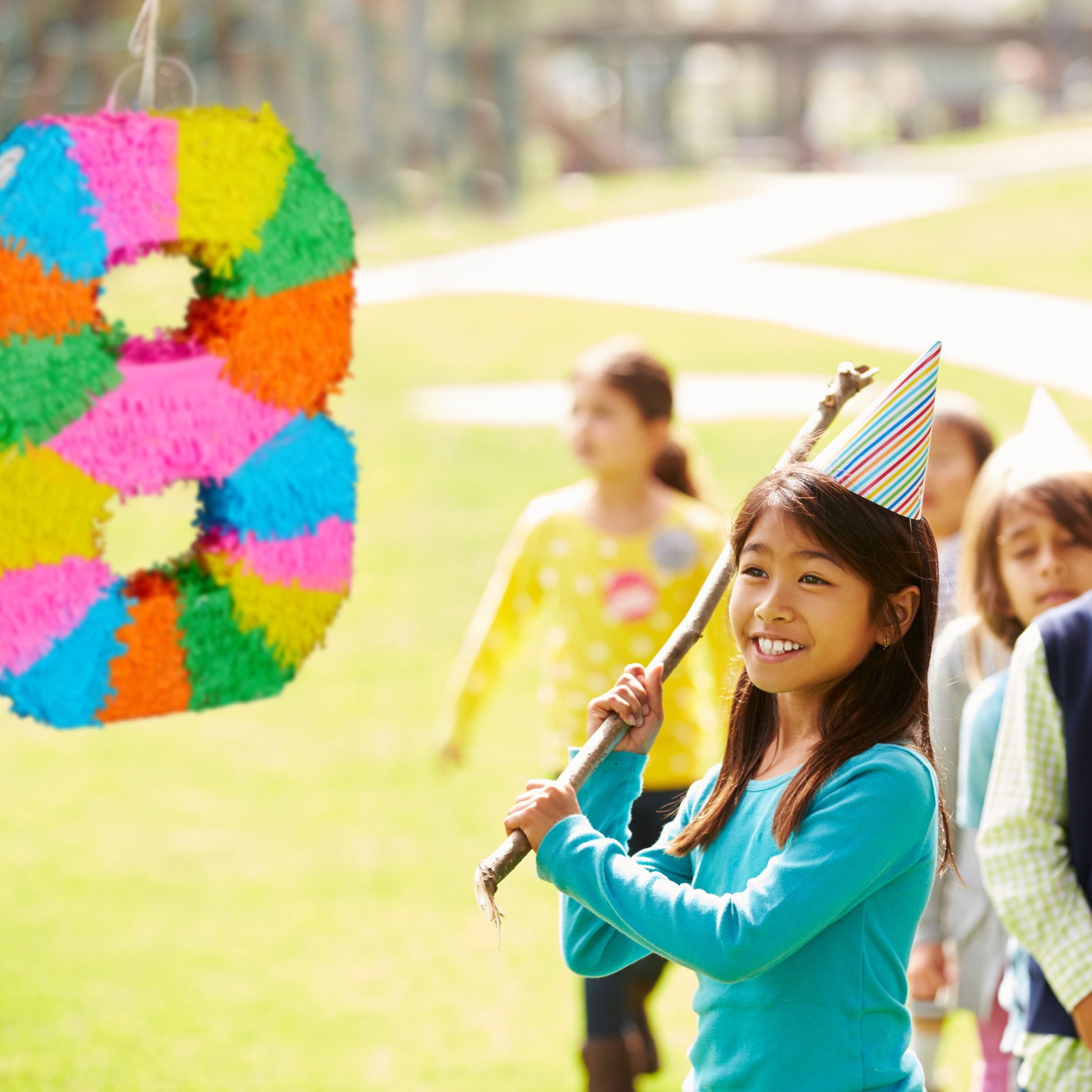 Pinata Geburtstag Zahl Gelb-Grün-Rosa von Relaxdays