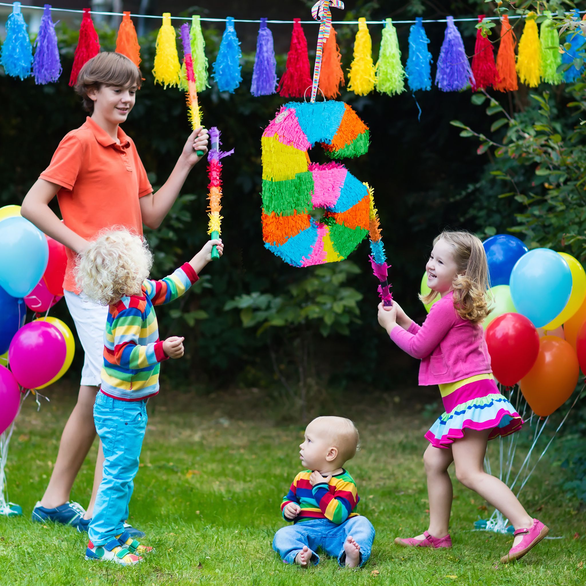 Pinata Geburtstag Zahl Gelb-Grün-Hellblau von Relaxdays