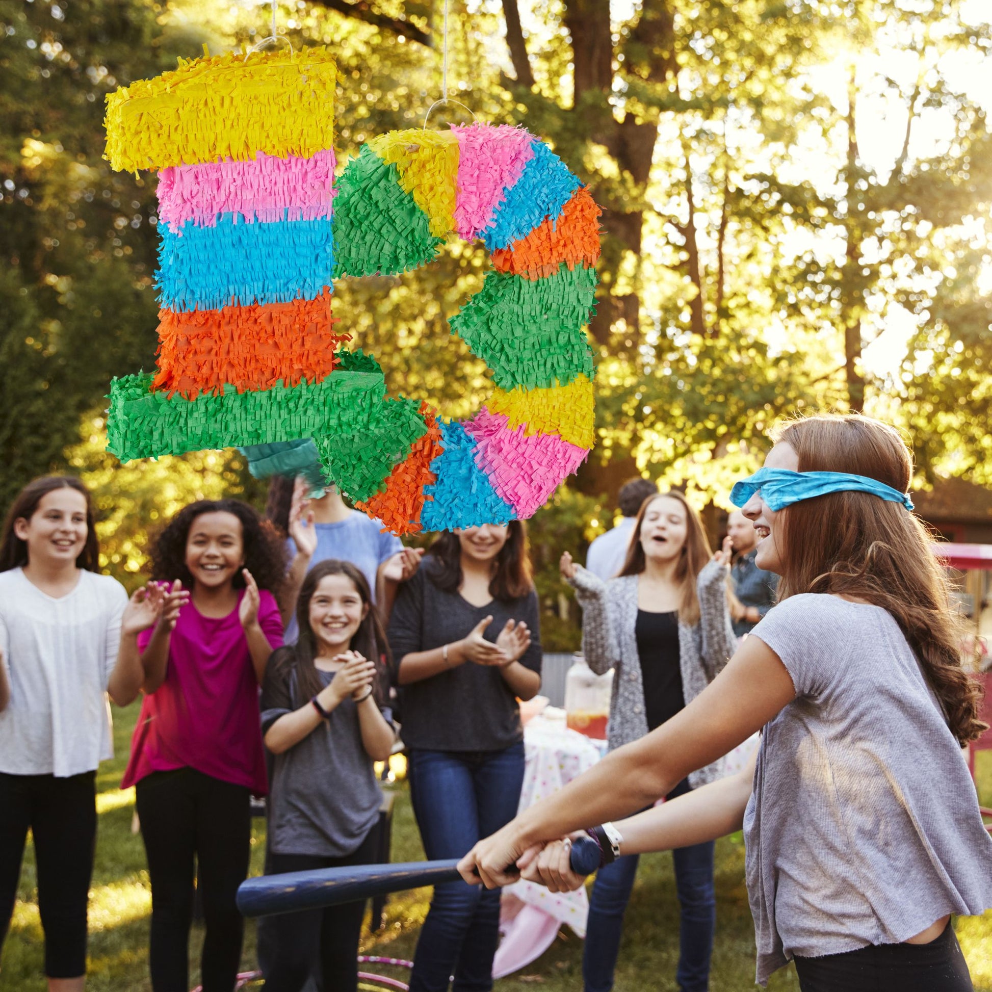 Pinata Geburtstag Zahl Grün-Orange-Rosa von Relaxdays