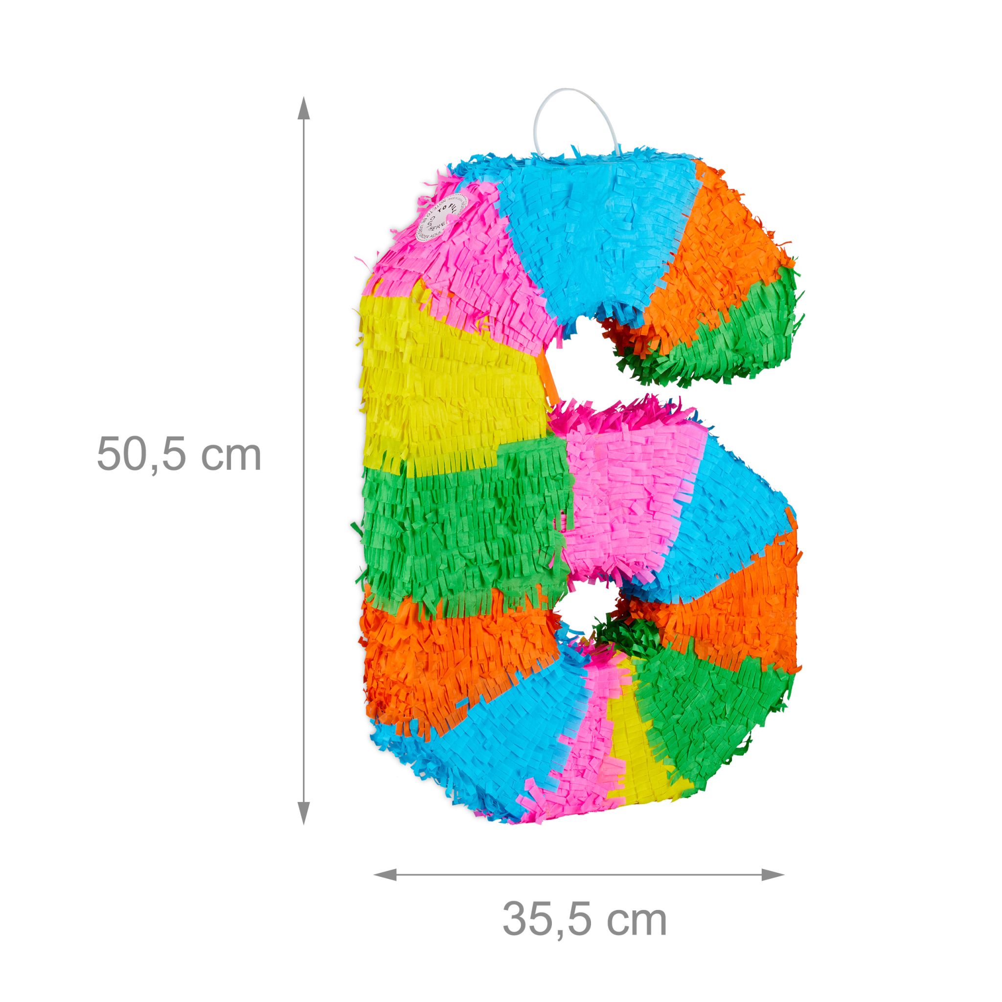 Pinata Geburtstag Zahl Hellblau-Orange-Rosa von Relaxdays