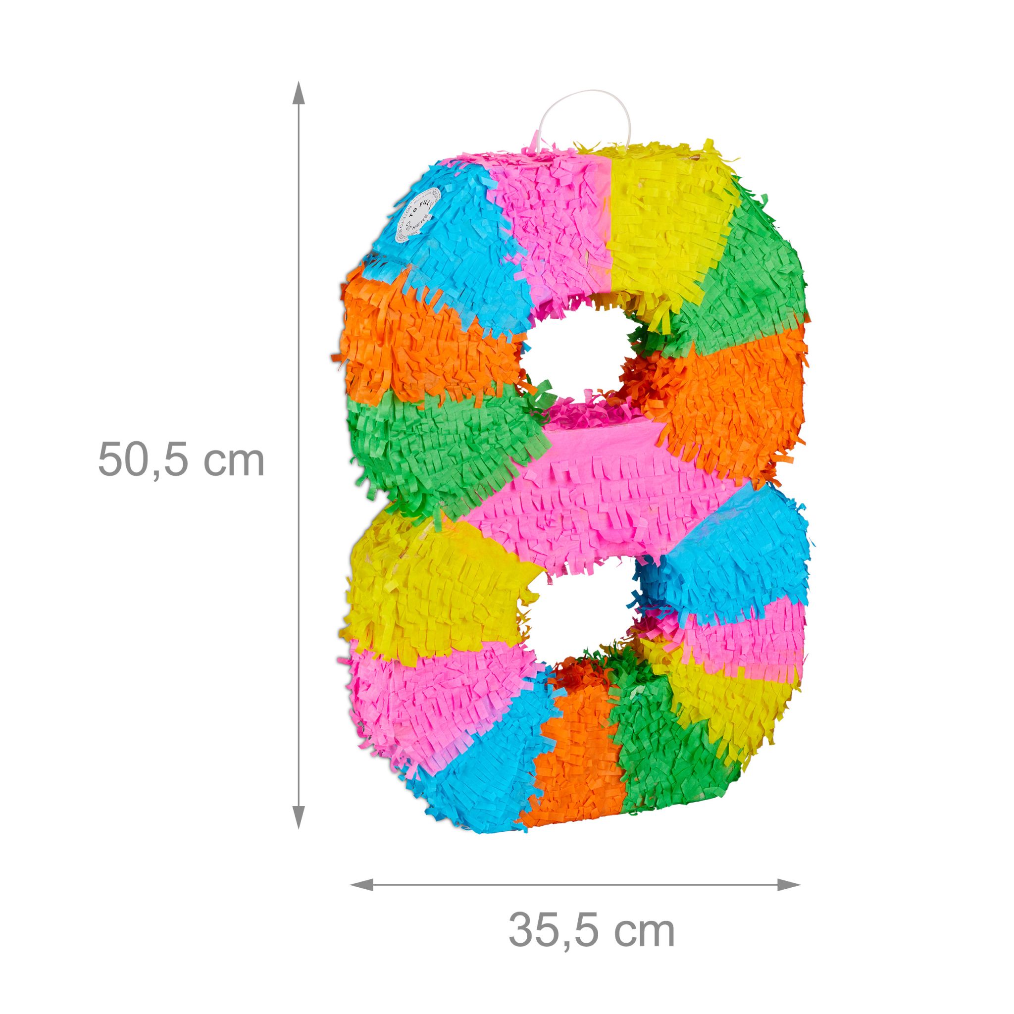 Pinata Geburtstag Zahl Grün-Orange-Rosa von Relaxdays