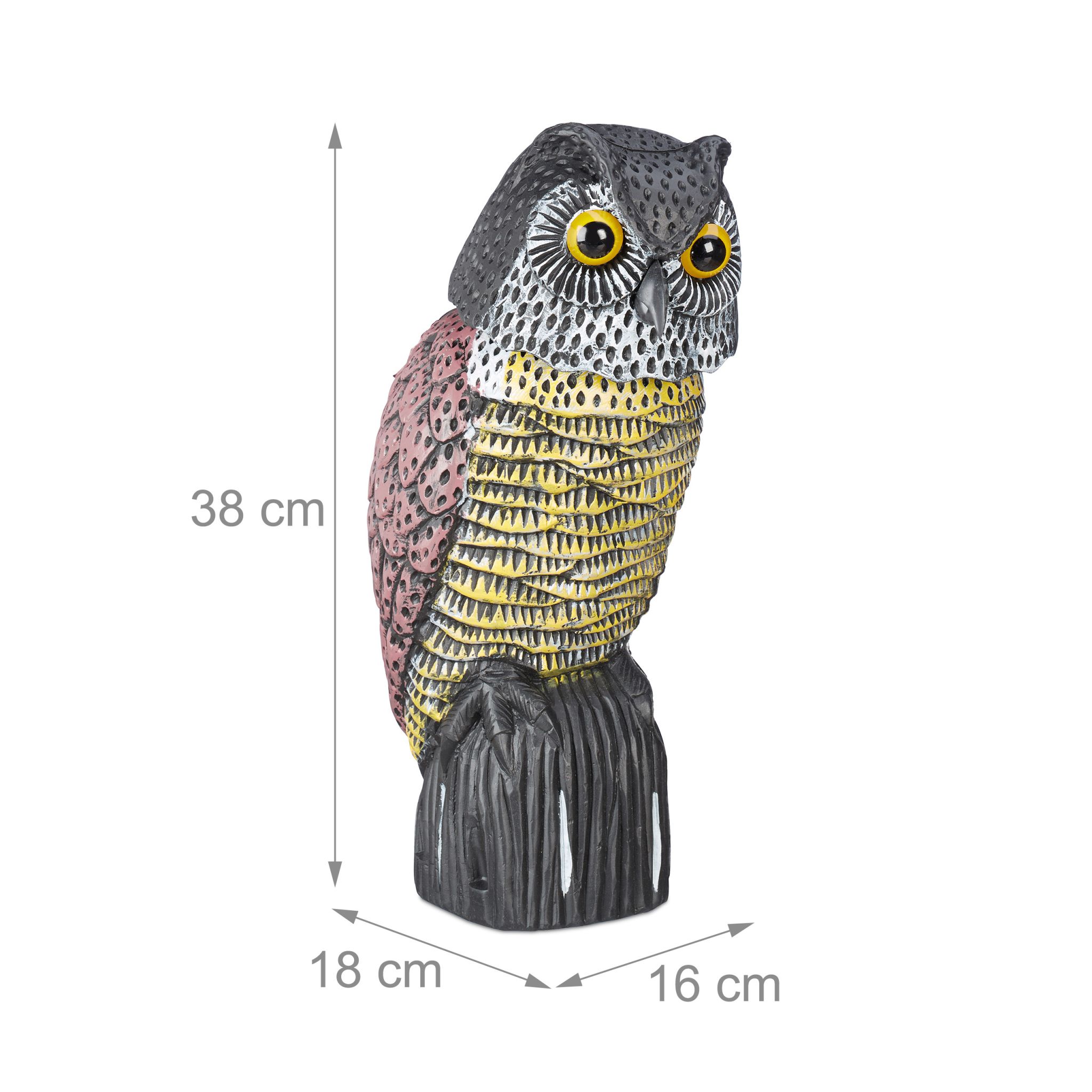 Vogelschreck Eule Anthrazit-Gelb-Rosa von Relaxdays