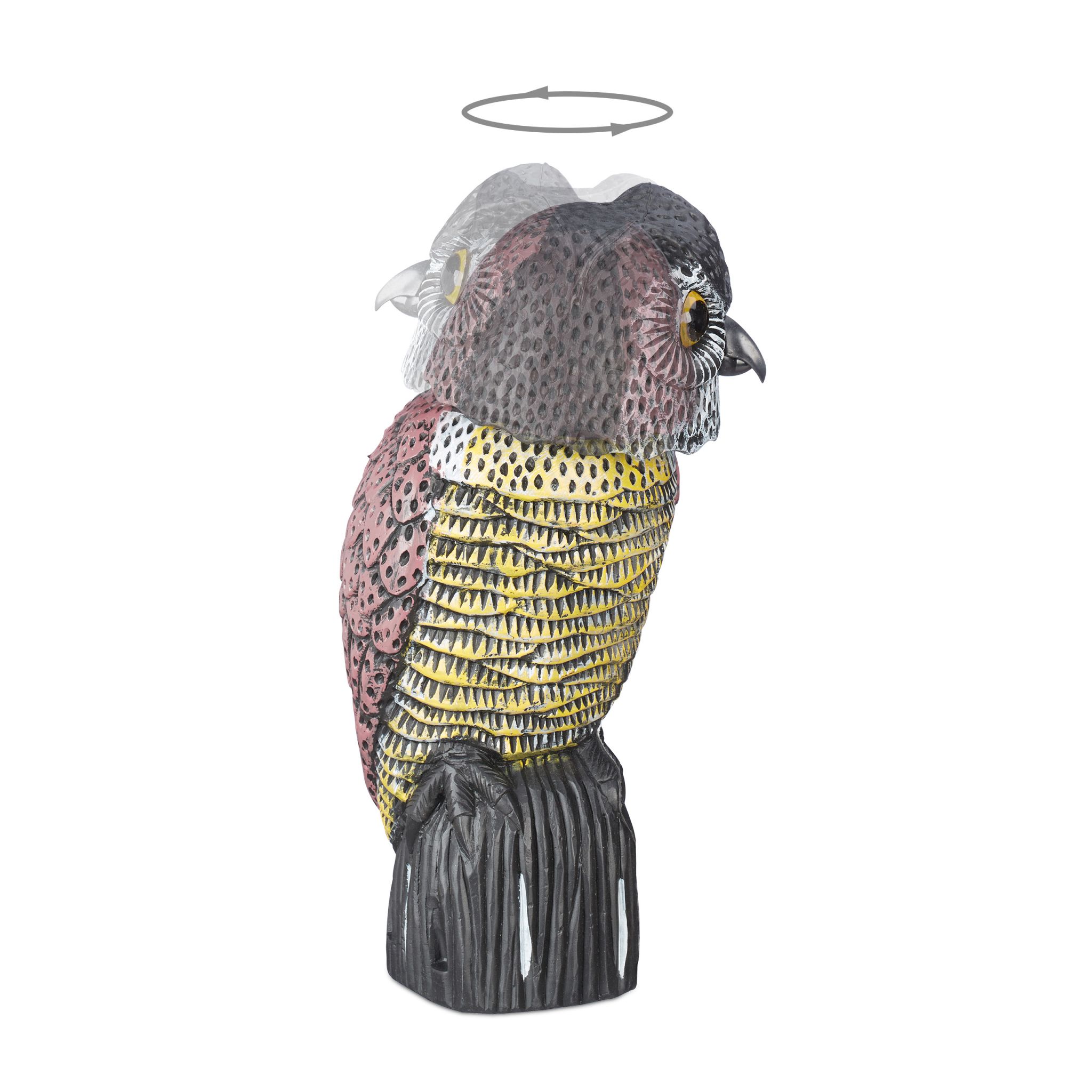 Vogelschreck Eule Anthrazit-Gelb-Rosa von Relaxdays