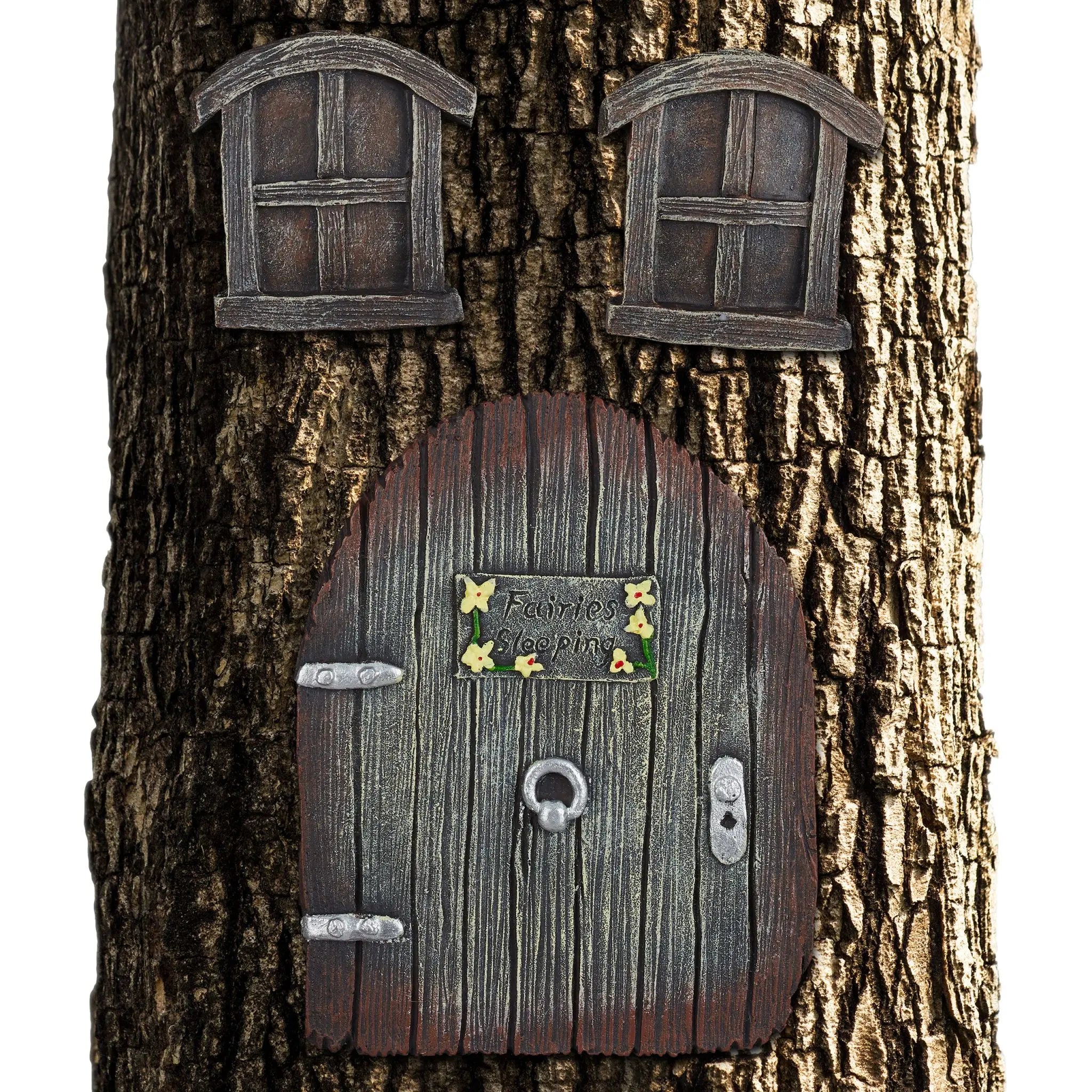 Feentür Baum Dunkelbraun-Gelb-Silber von Relaxdays