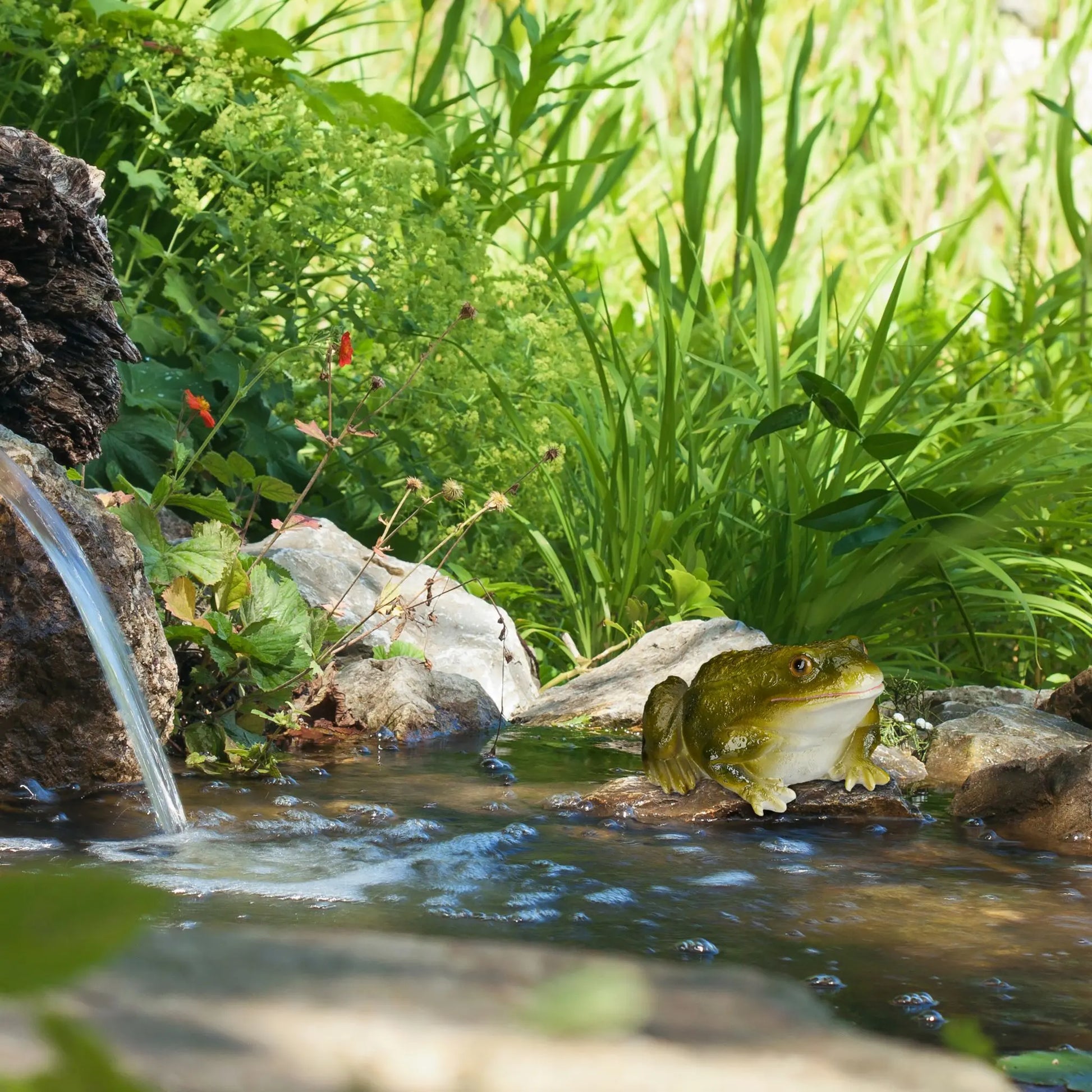 Gartenfigur Frosch Kunststein Weiss-Dunkelgrün-Schwarz von Relaxdays