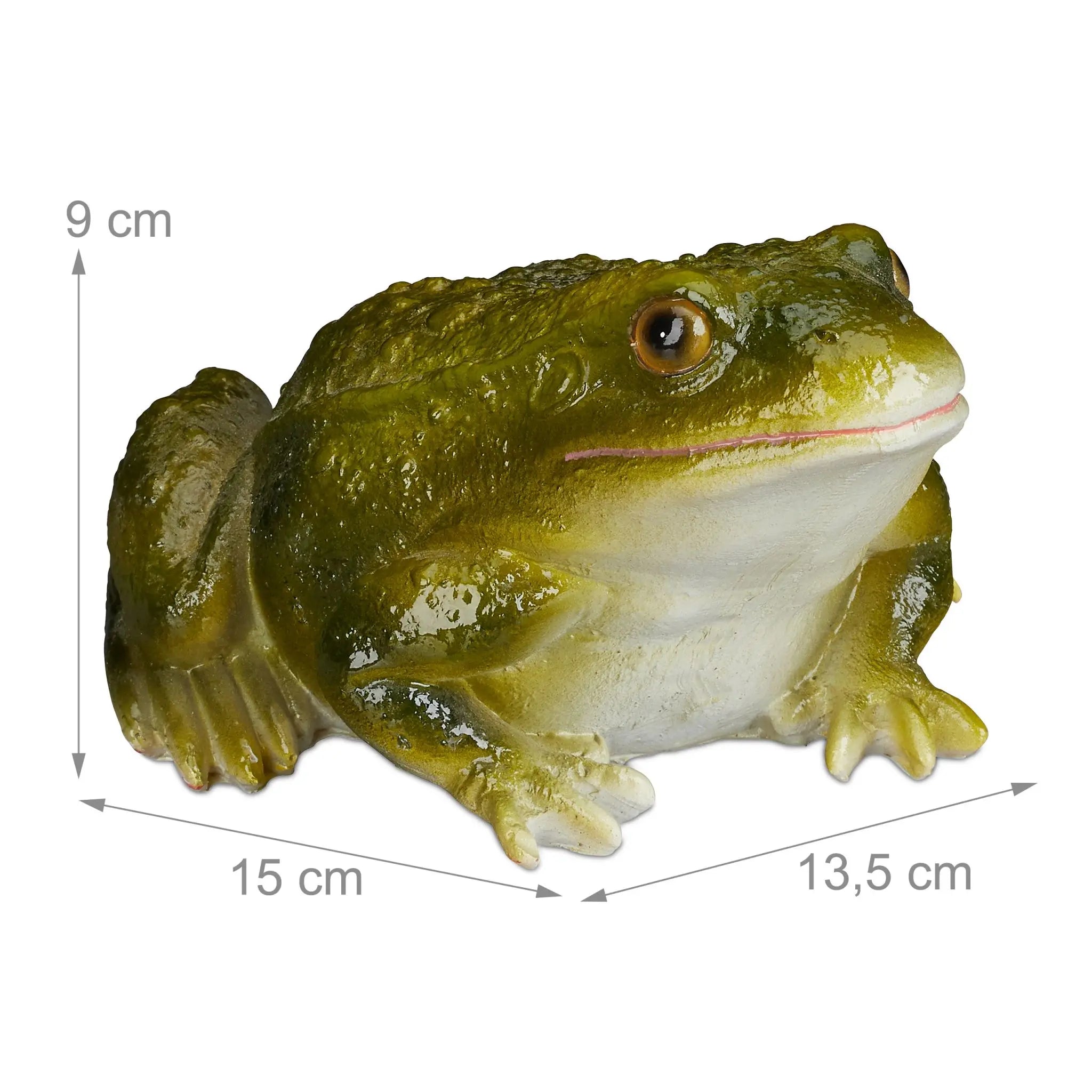 Gartenfigur Frosch Kunststein Weiss-Dunkelgrün-Schwarz von Relaxdays