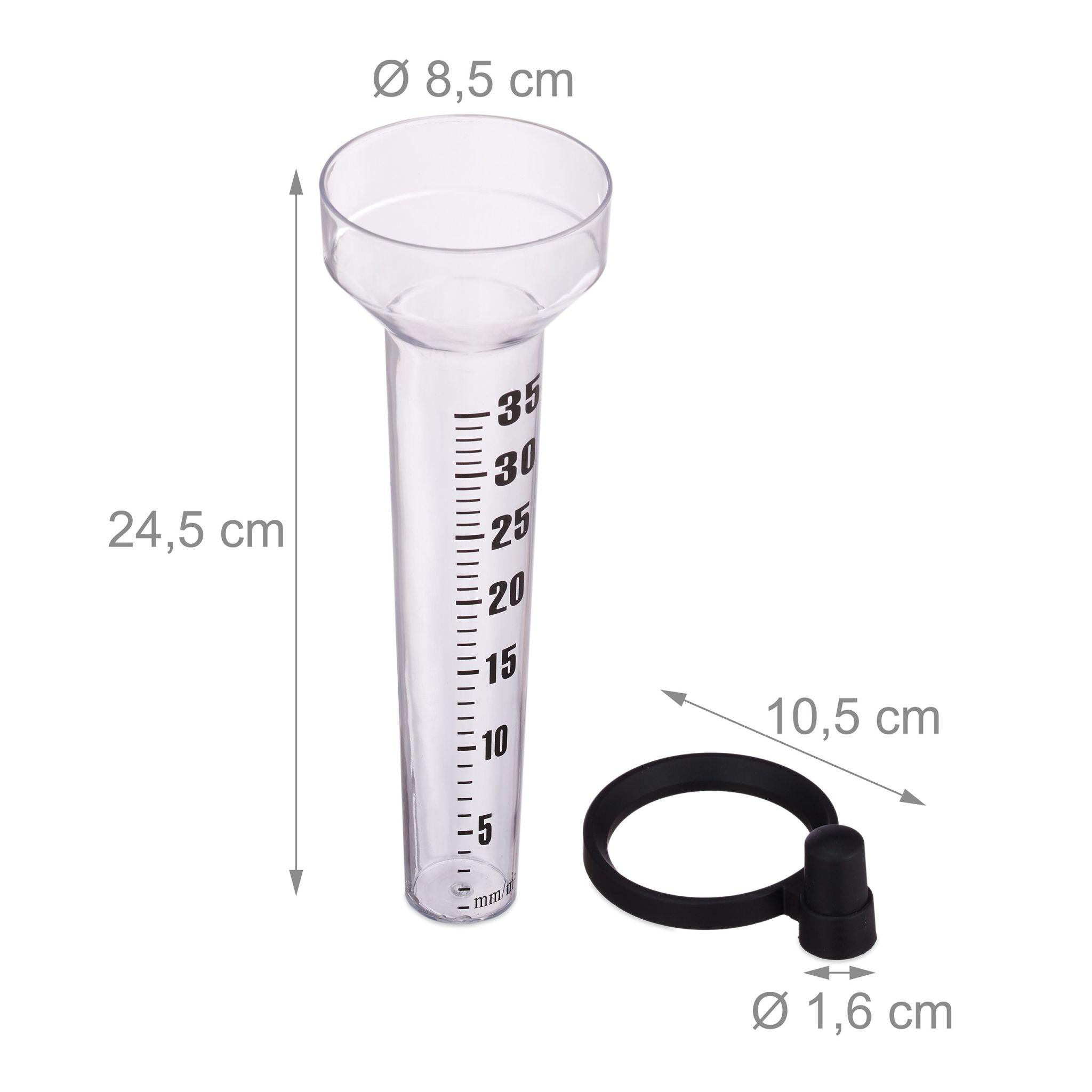 Regenmesser 2er-Set Schwarz-Transparent von Relaxdays