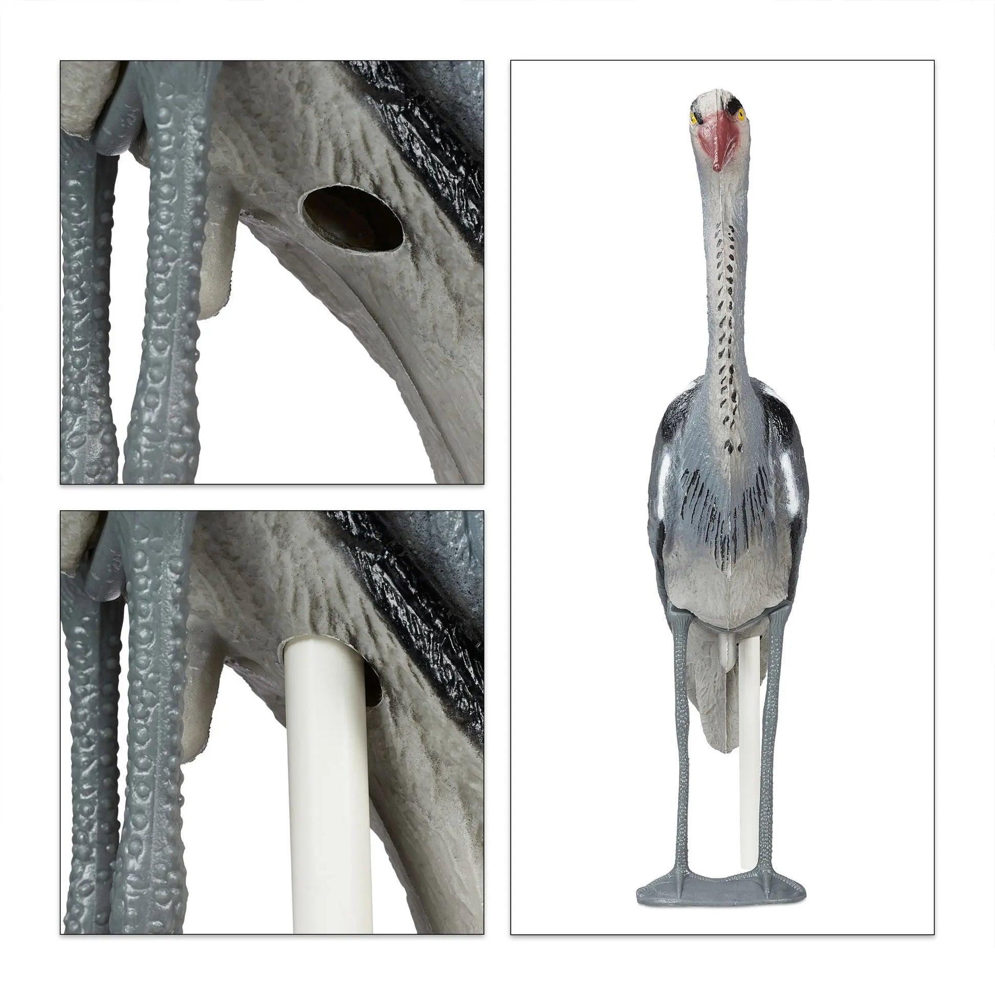 Gartenfigur Reiher Rot-Schwarz-Grau von Relaxdays