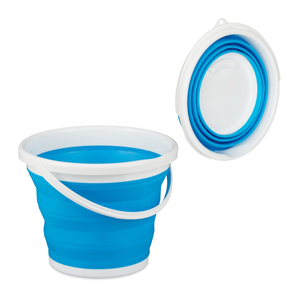 Faltbarer Eimer 10 Liter Weiss-Blau von Relaxdays