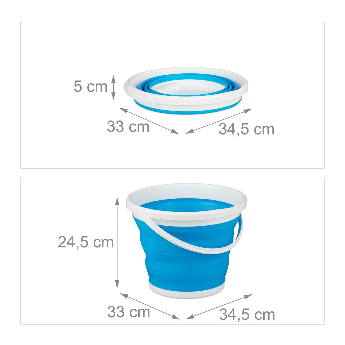 Faltbarer Eimer 10 Liter Weiss-Blau von Relaxdays