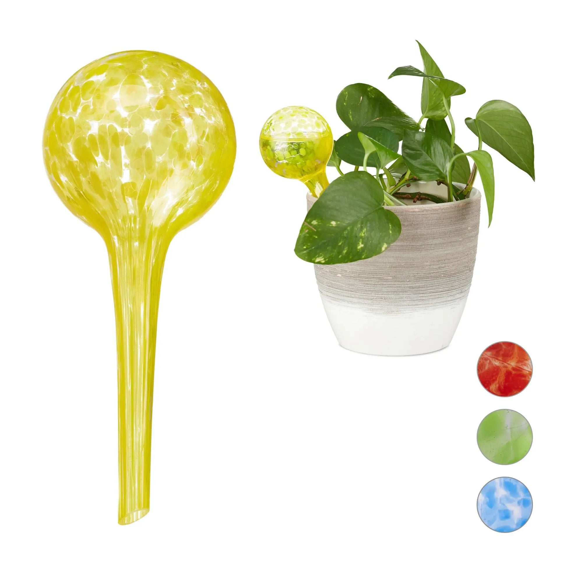 Bewässerungskugel 2er-Set Glas Gelb-Transparent von Relaxdays