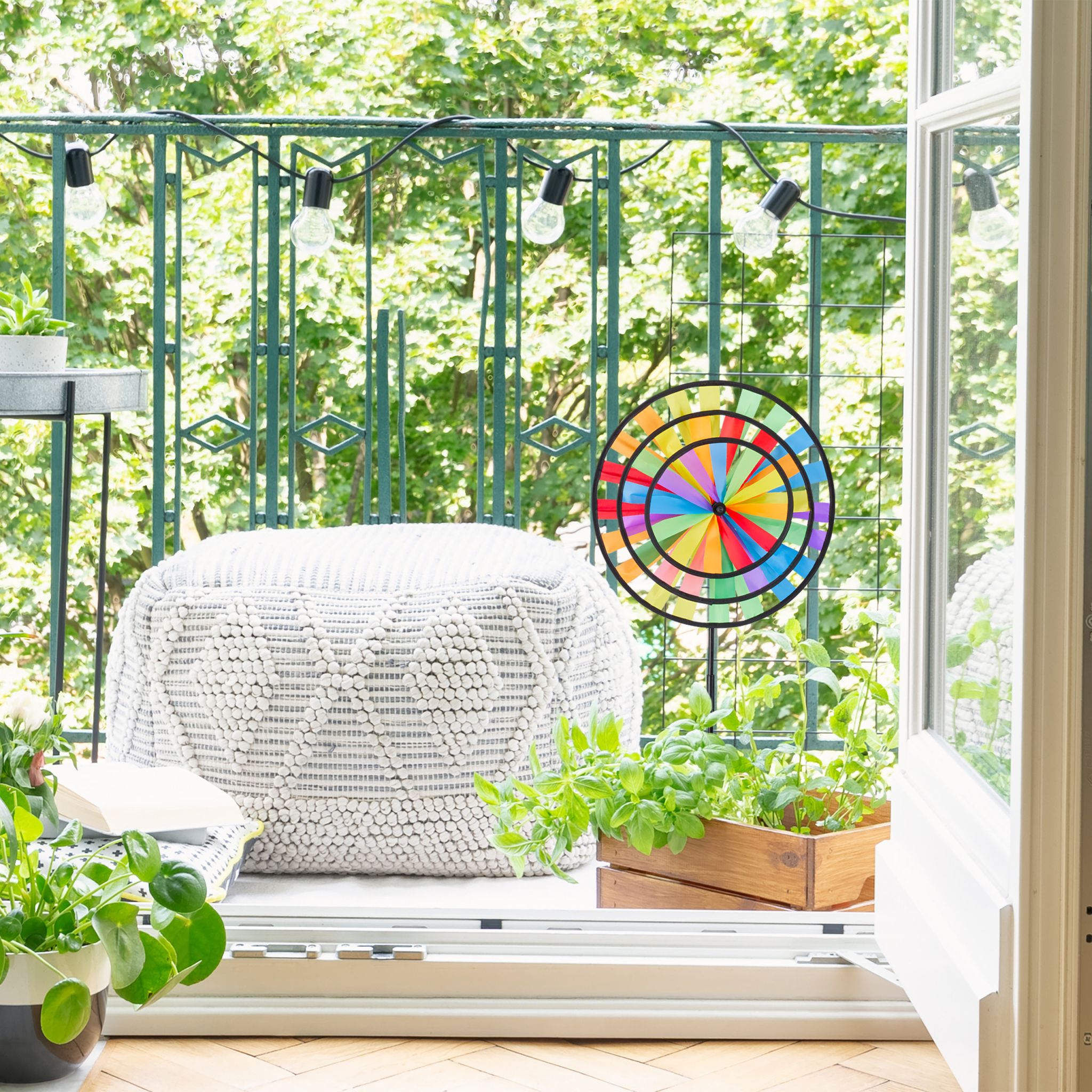 Windrad Regenbogen Gelb-Rot-Schwarz von Relaxdays