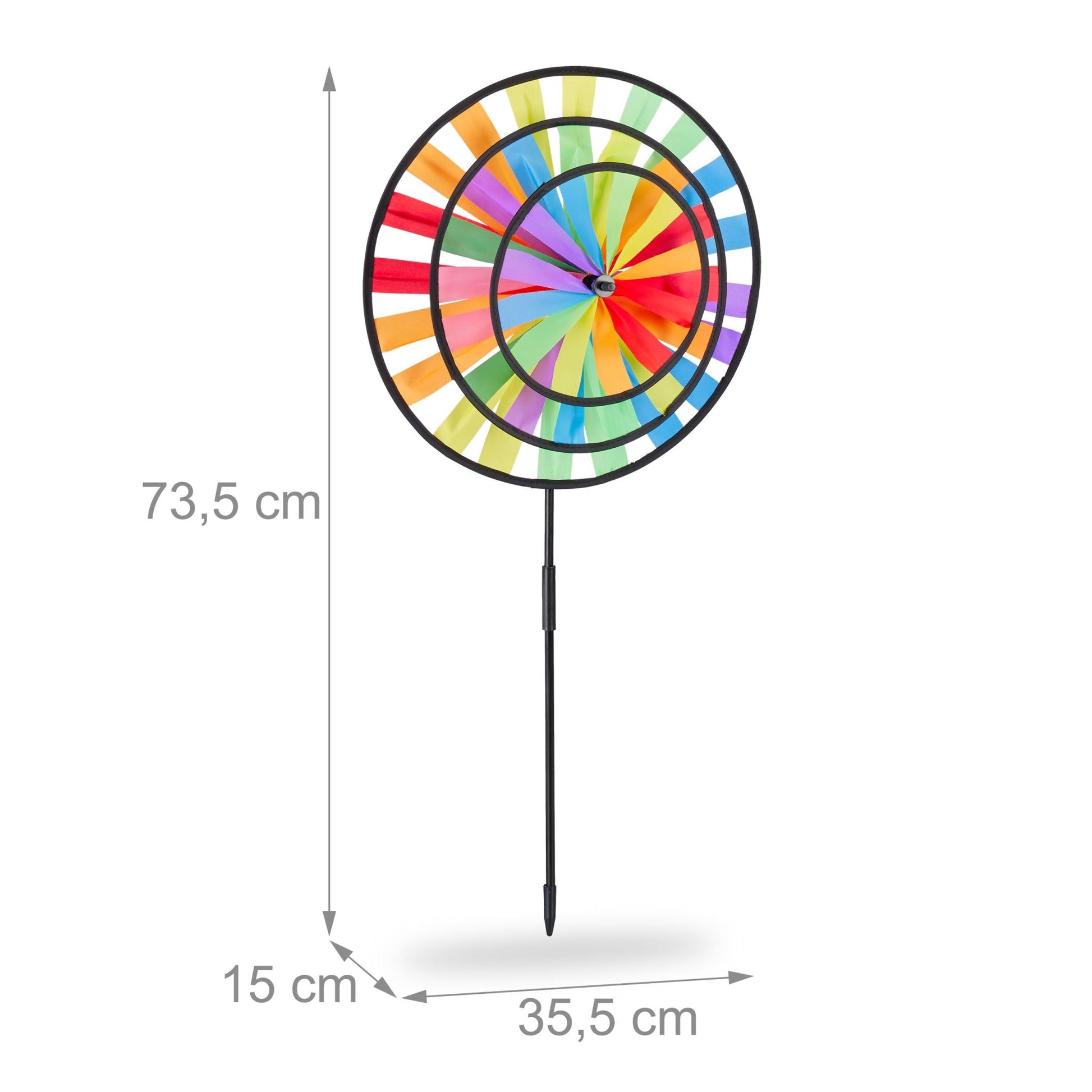 Windrad Regenbogen Gelb-Rot-Schwarz von Relaxdays