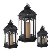 Laternen Metall 3er-Set Schwarz-Transparent von Relaxdays