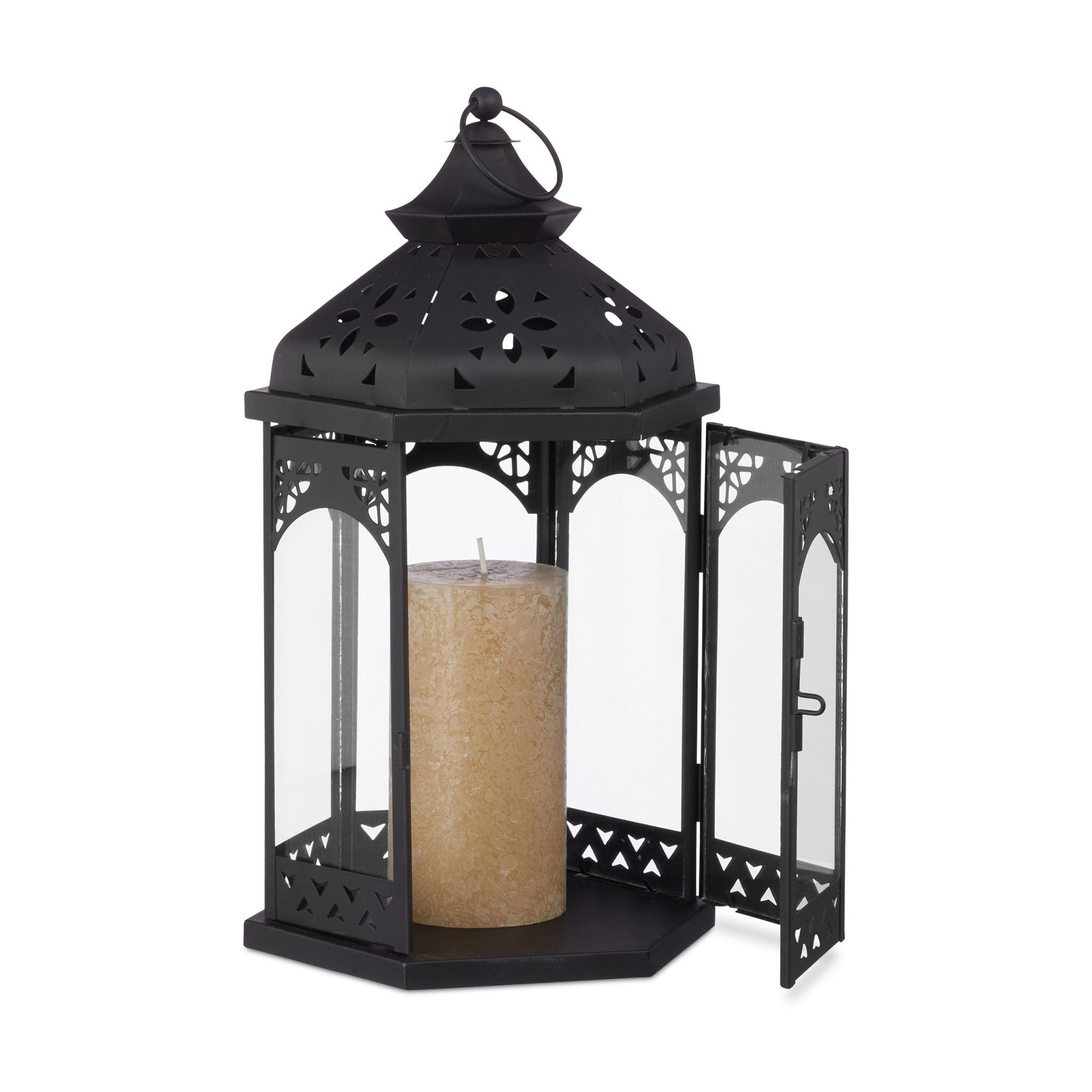 Laternen Metall 3er-Set Schwarz-Transparent von Relaxdays