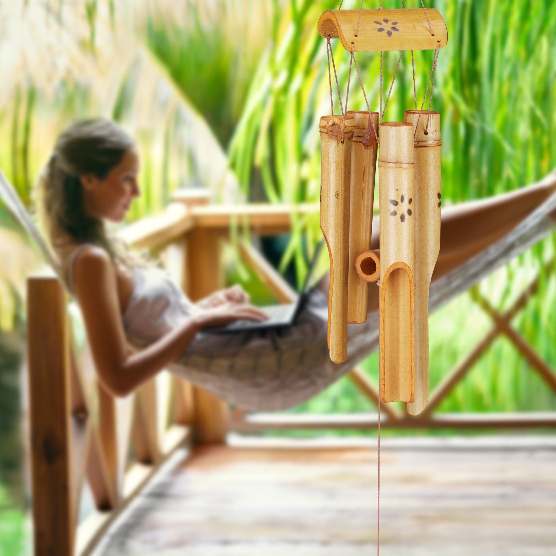 Windspiel Bambus Hellbraun von Relaxdays