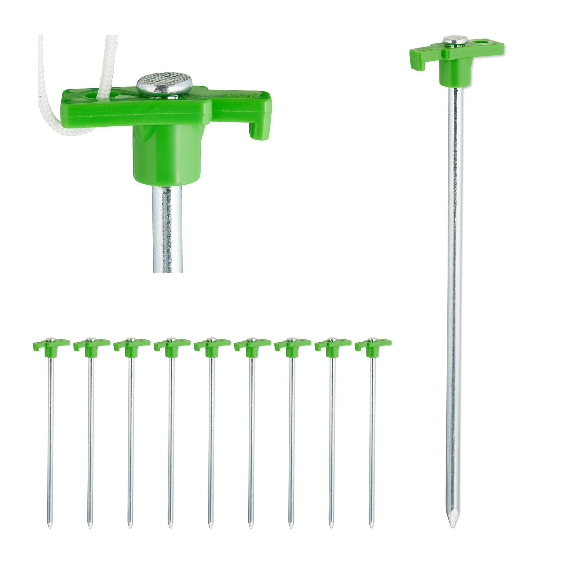 Felsbodenhering 10er-Set Grün-Silber von Relaxdays