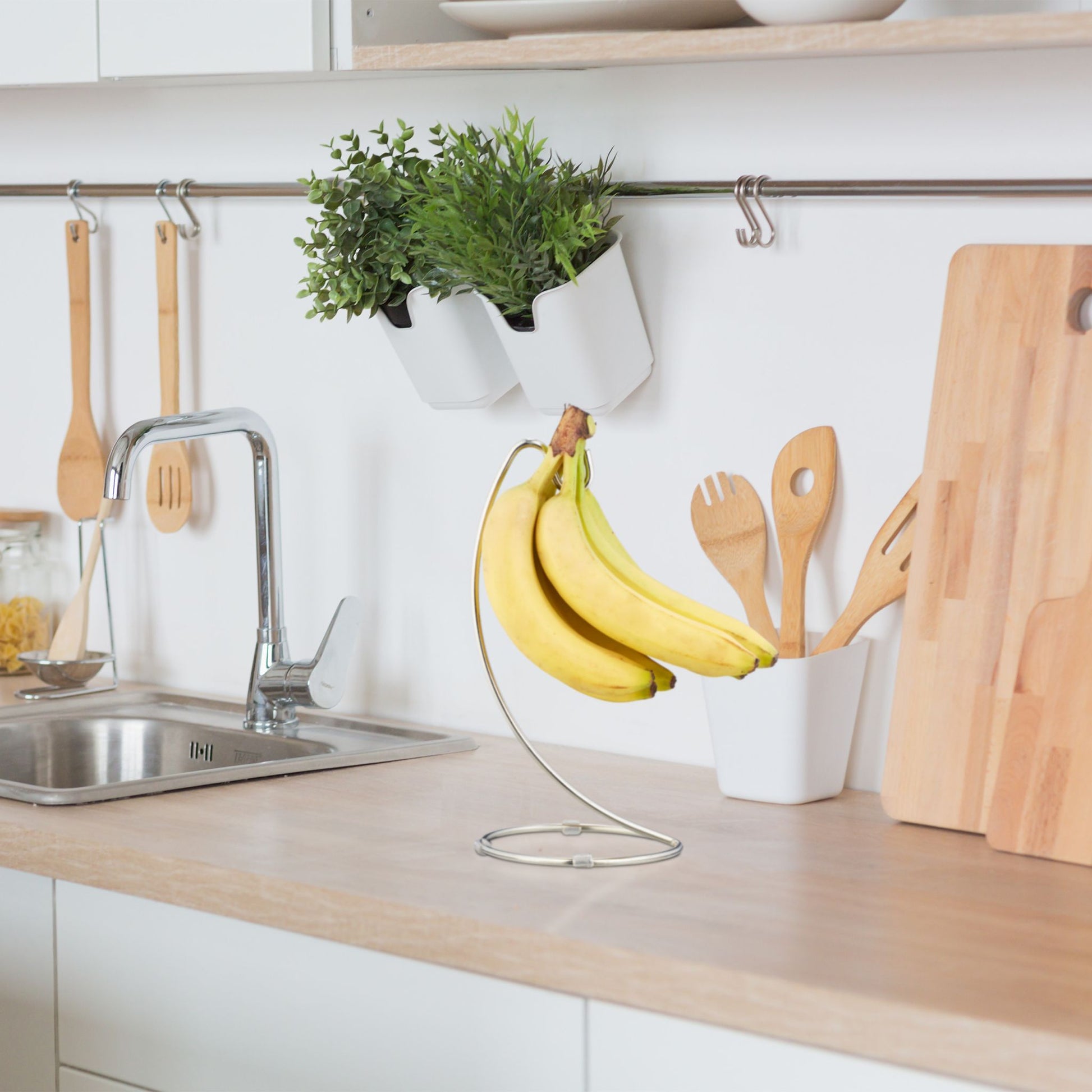 Bananenhalter mit Haken Silber von Relaxdays