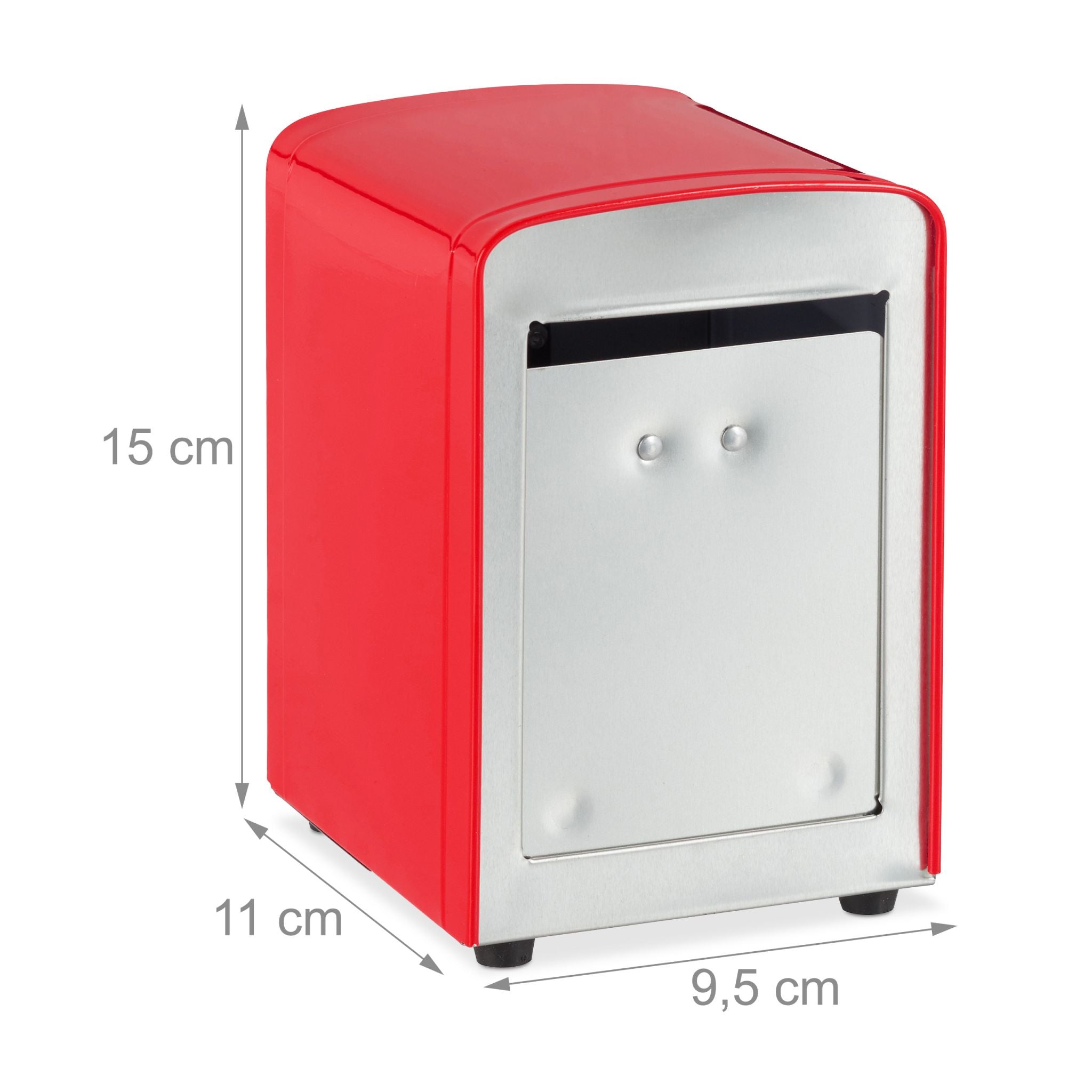 Serviettenspender Retro Rot-Silber von Relaxdays