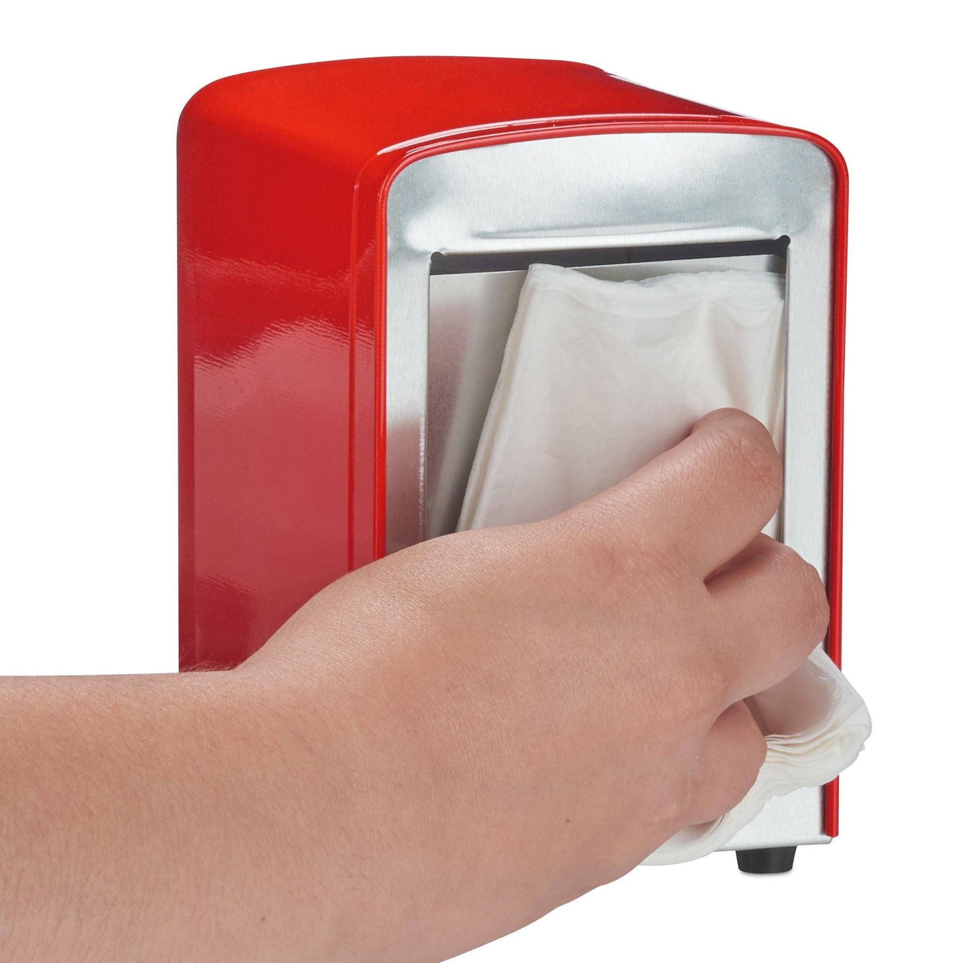 Serviettenspender Retro Rot-Silber von Relaxdays