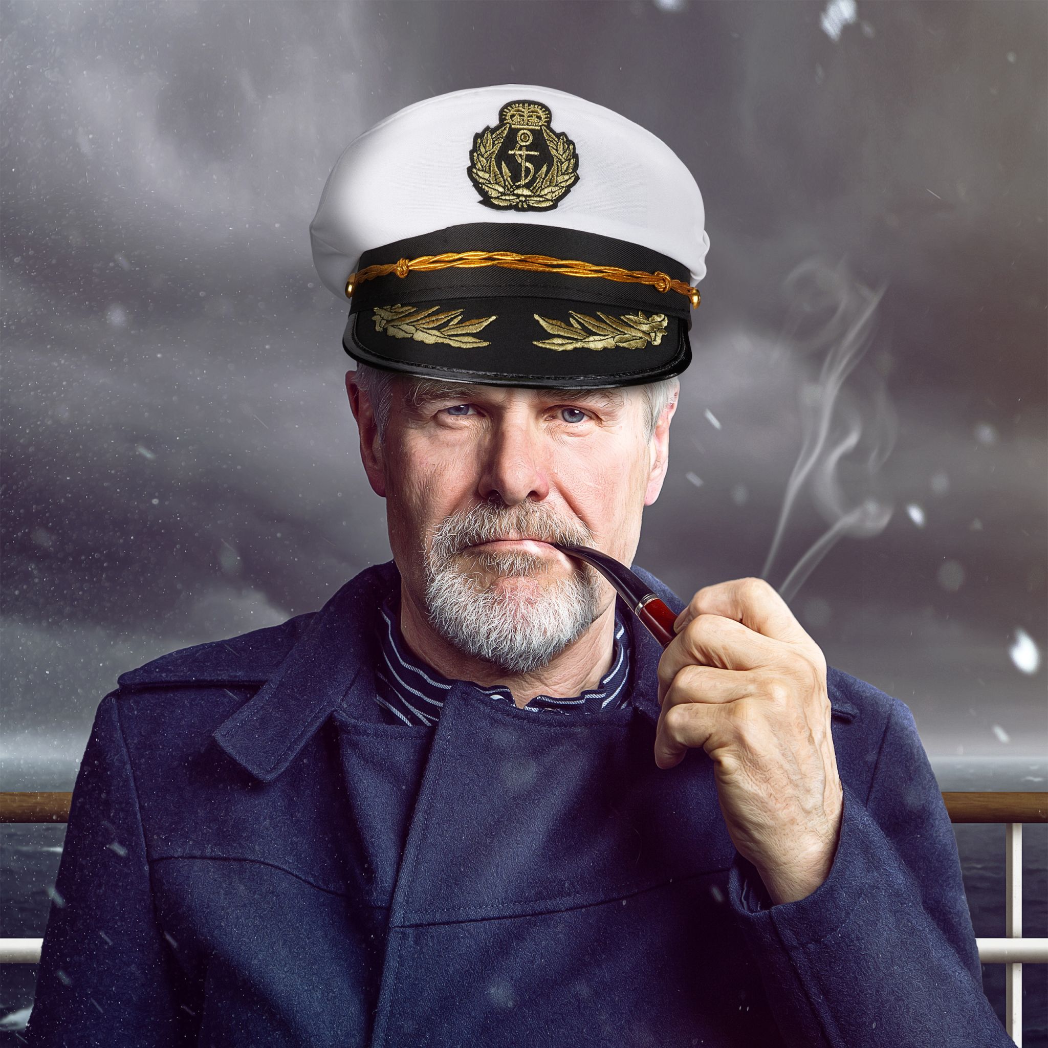 Kapitänsmütze Weiss-Gold-Schwarz von Relaxdays