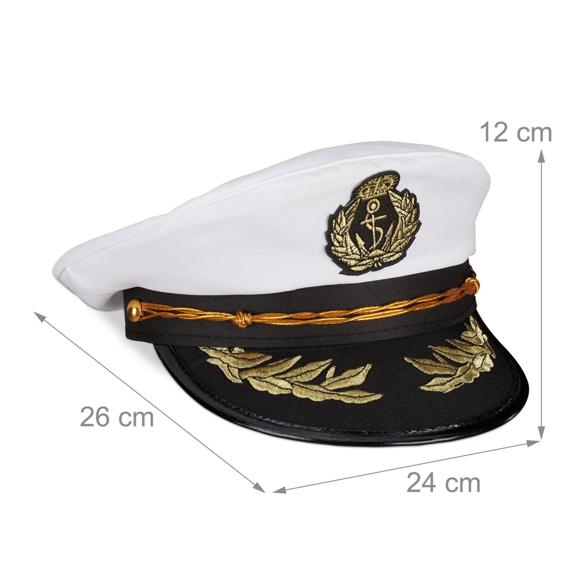 Kapitänsmütze Weiss-Gold-Schwarz von Relaxdays