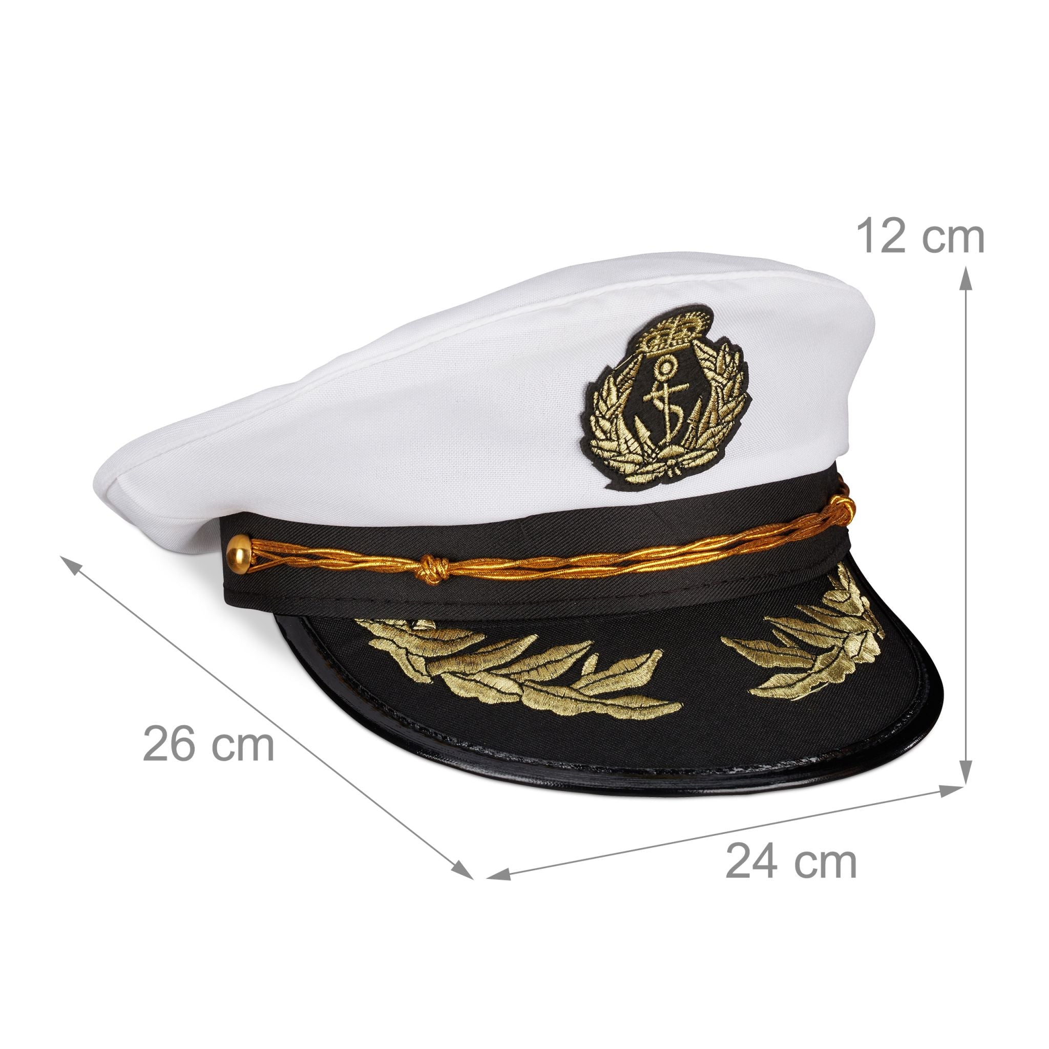 Kapitänsmütze Weiss-Gold-Schwarz von Relaxdays