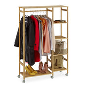 Rollgarderobe Bambus Hellbraun-Grau von Relaxdays