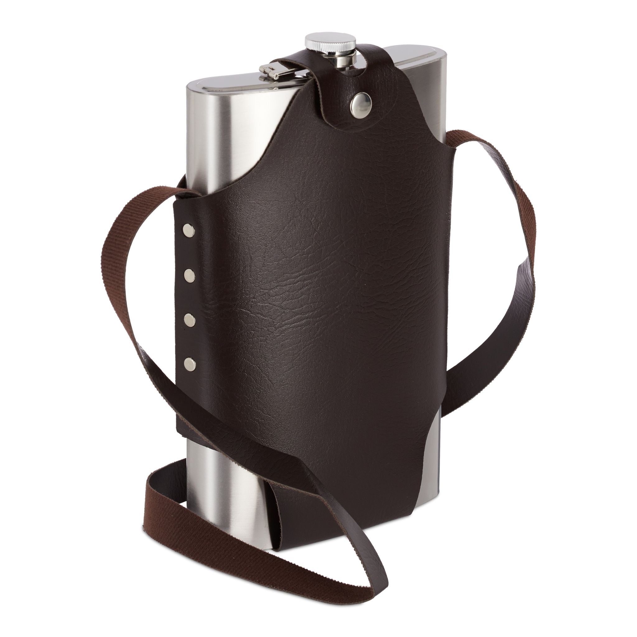 Flachmann XXL Edelstahl Dunkelbraun-Silber von Relaxdays