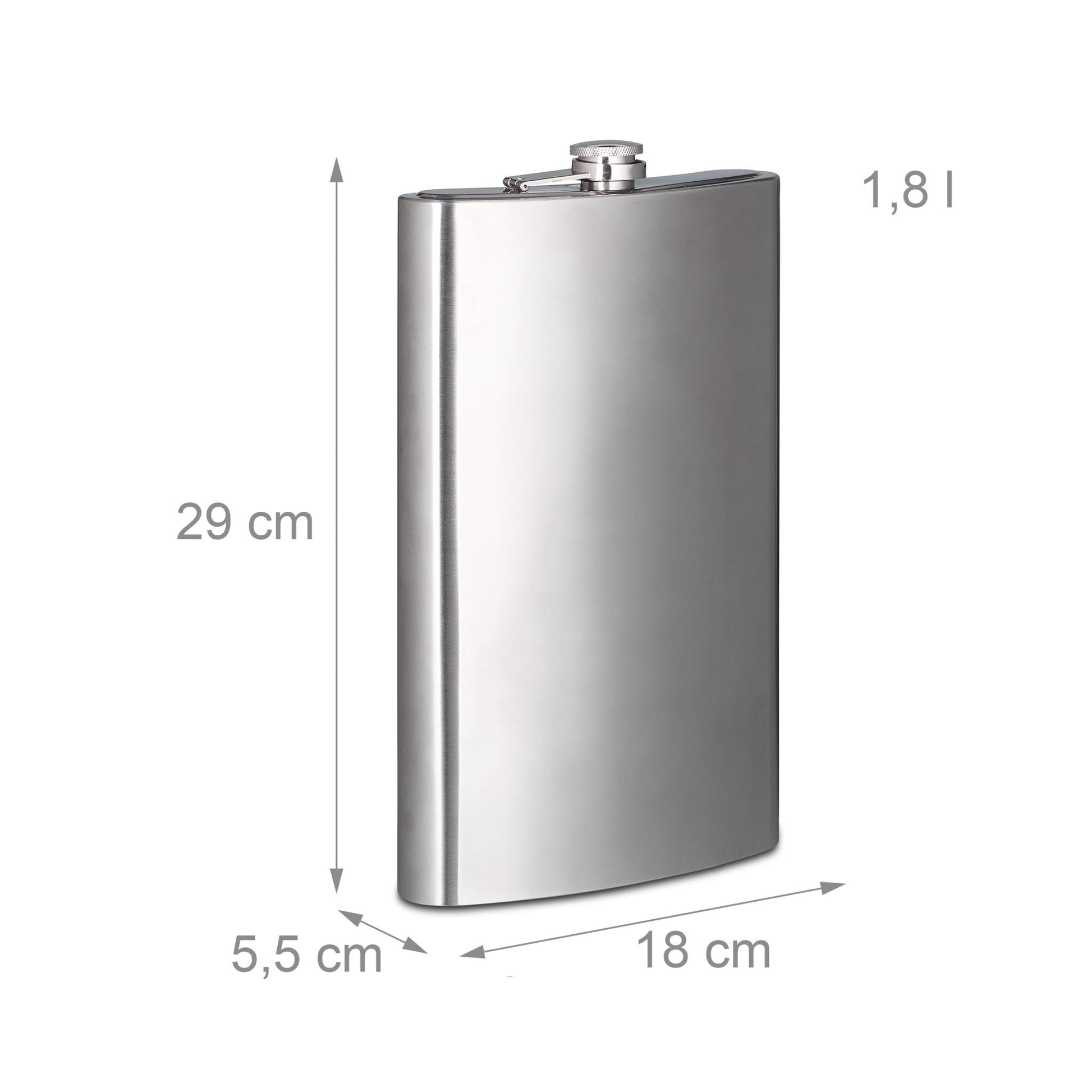 Flachmann XXL Edelstahl Dunkelbraun-Silber von Relaxdays