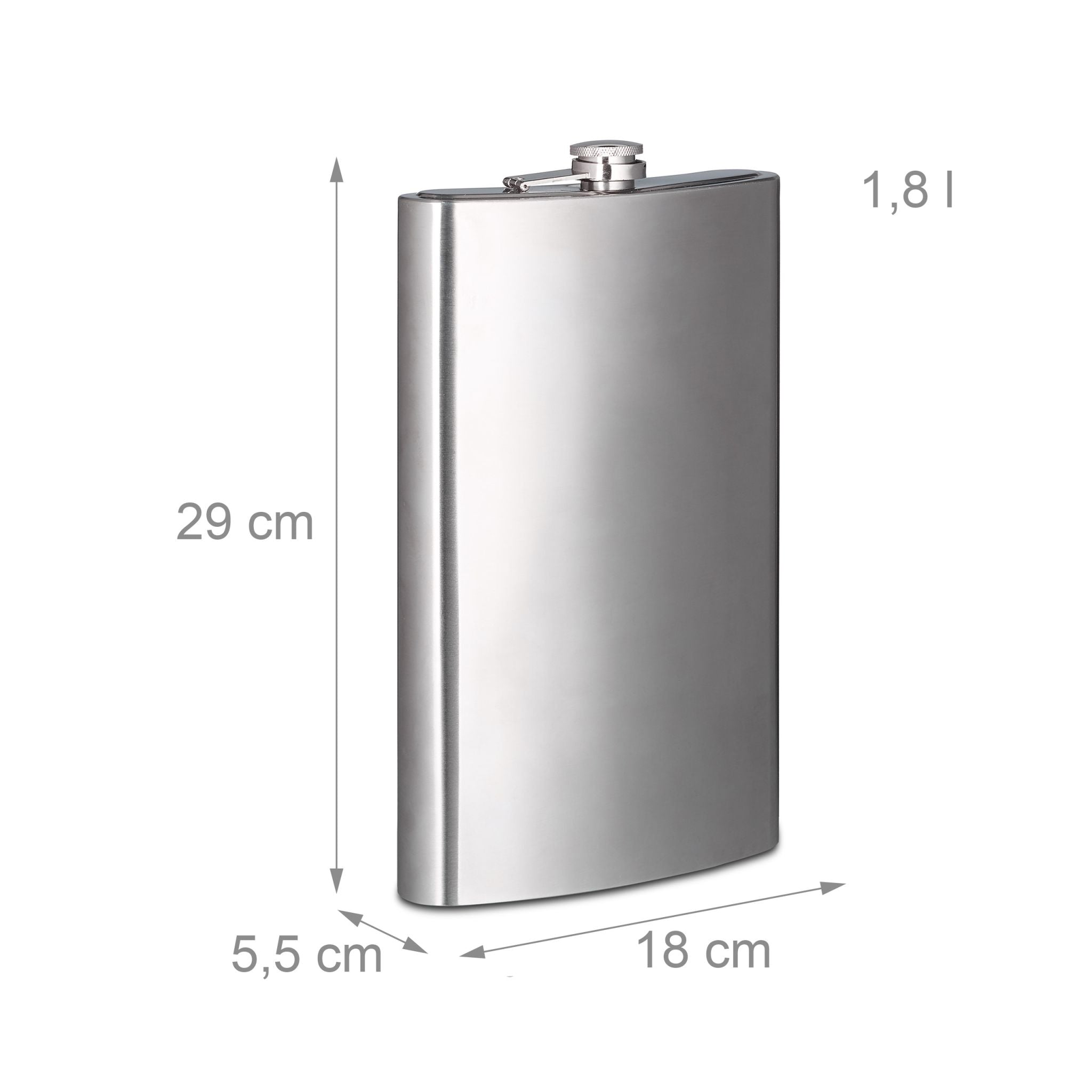 Flachmann XXL Edelstahl Dunkelbraun-Silber von Relaxdays
