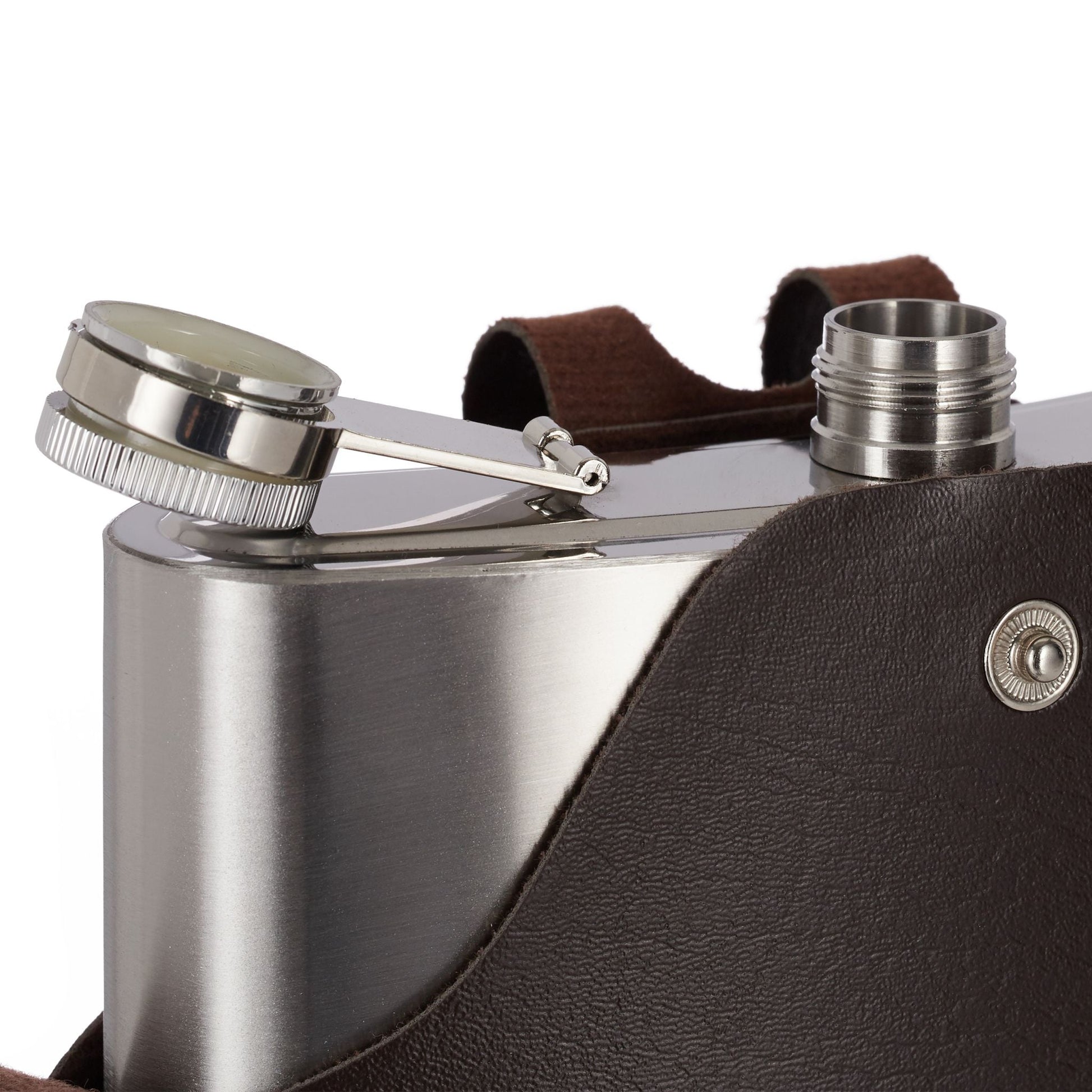 Flachmann XXL Edelstahl Dunkelbraun-Silber von Relaxdays