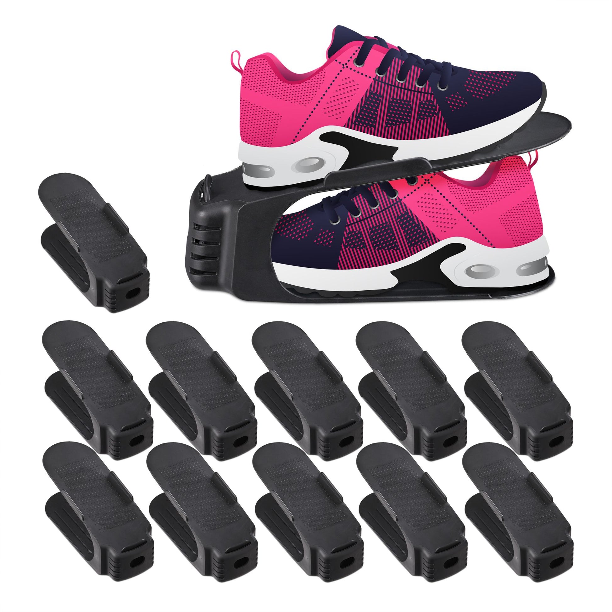 Schuhstapler 12er-Set Schwarz von Relaxdays