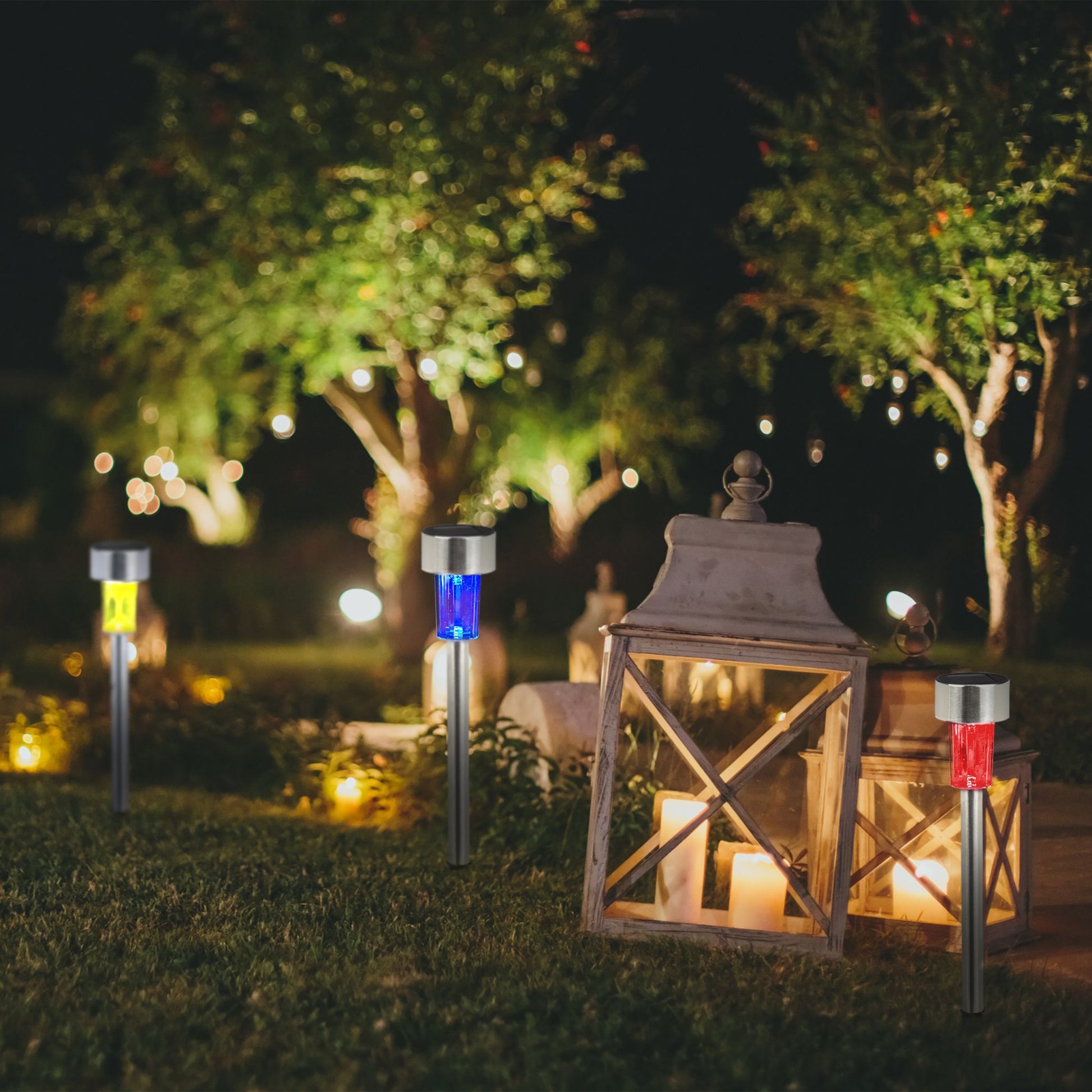 LED Solarleuchte 10er-Set Grün-Schwarz-Silber von Relaxdays