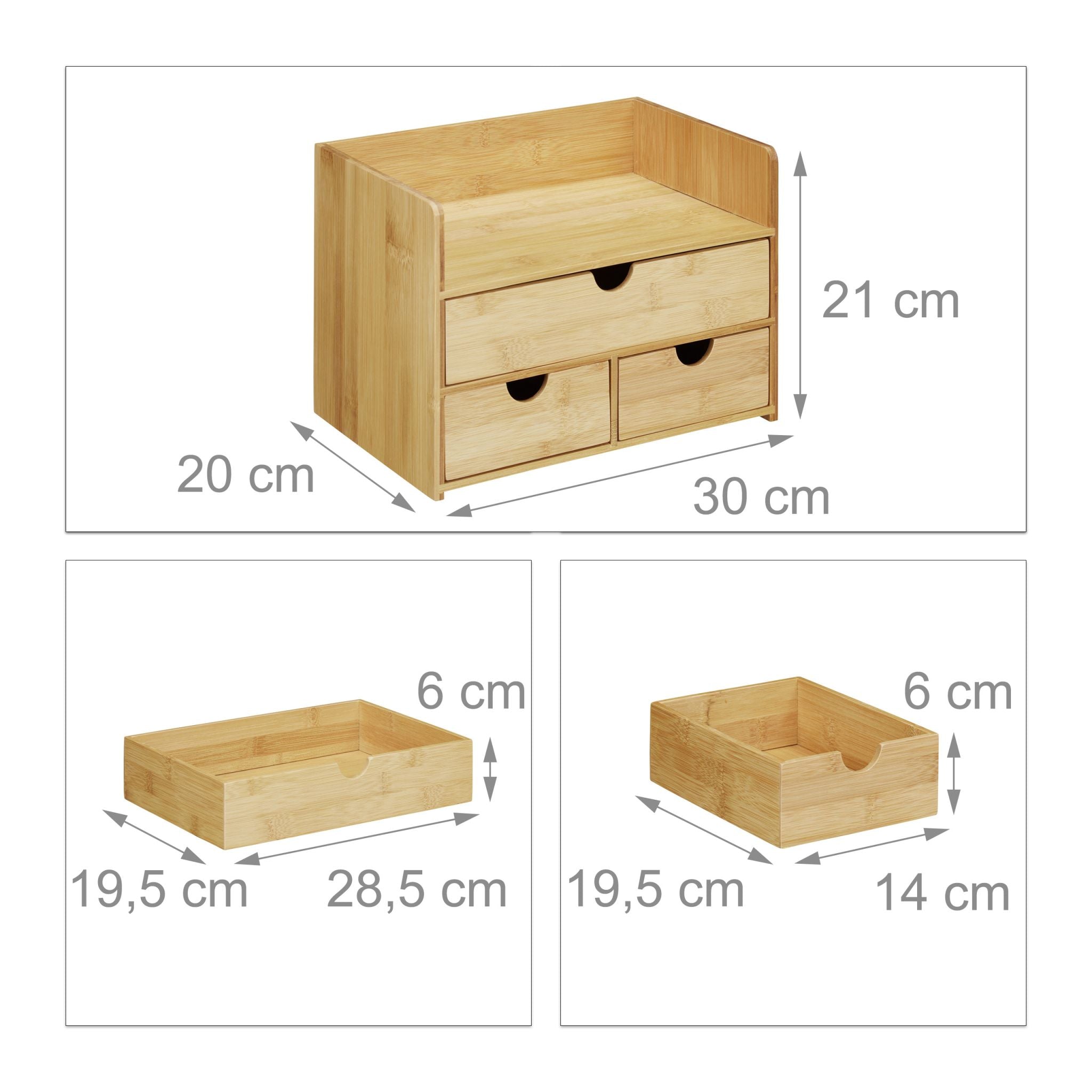 Schreibtisch Organizer Schubladen Bambus Hellbraun von Relaxdays