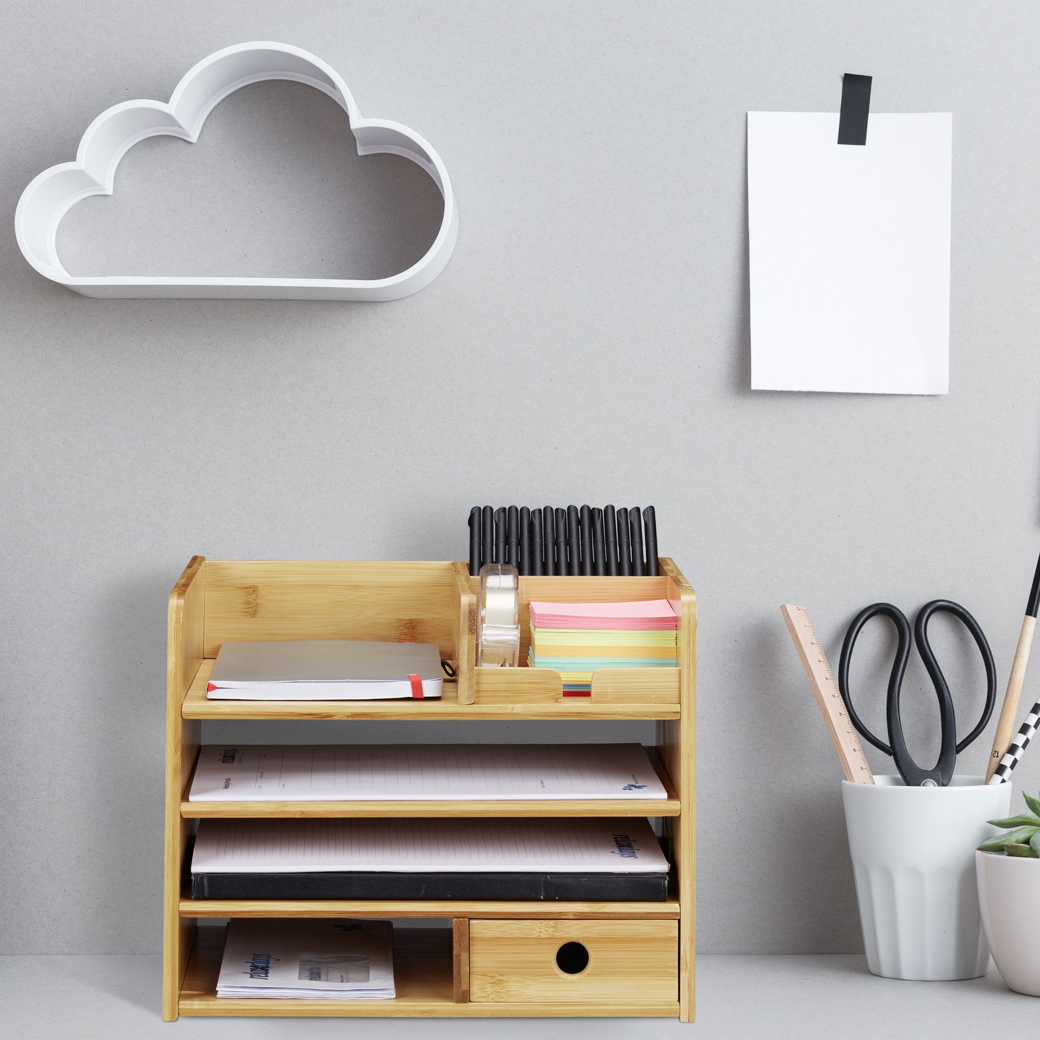 Schreibtisch Organizer Bambus Hellbraun von Relaxdays
