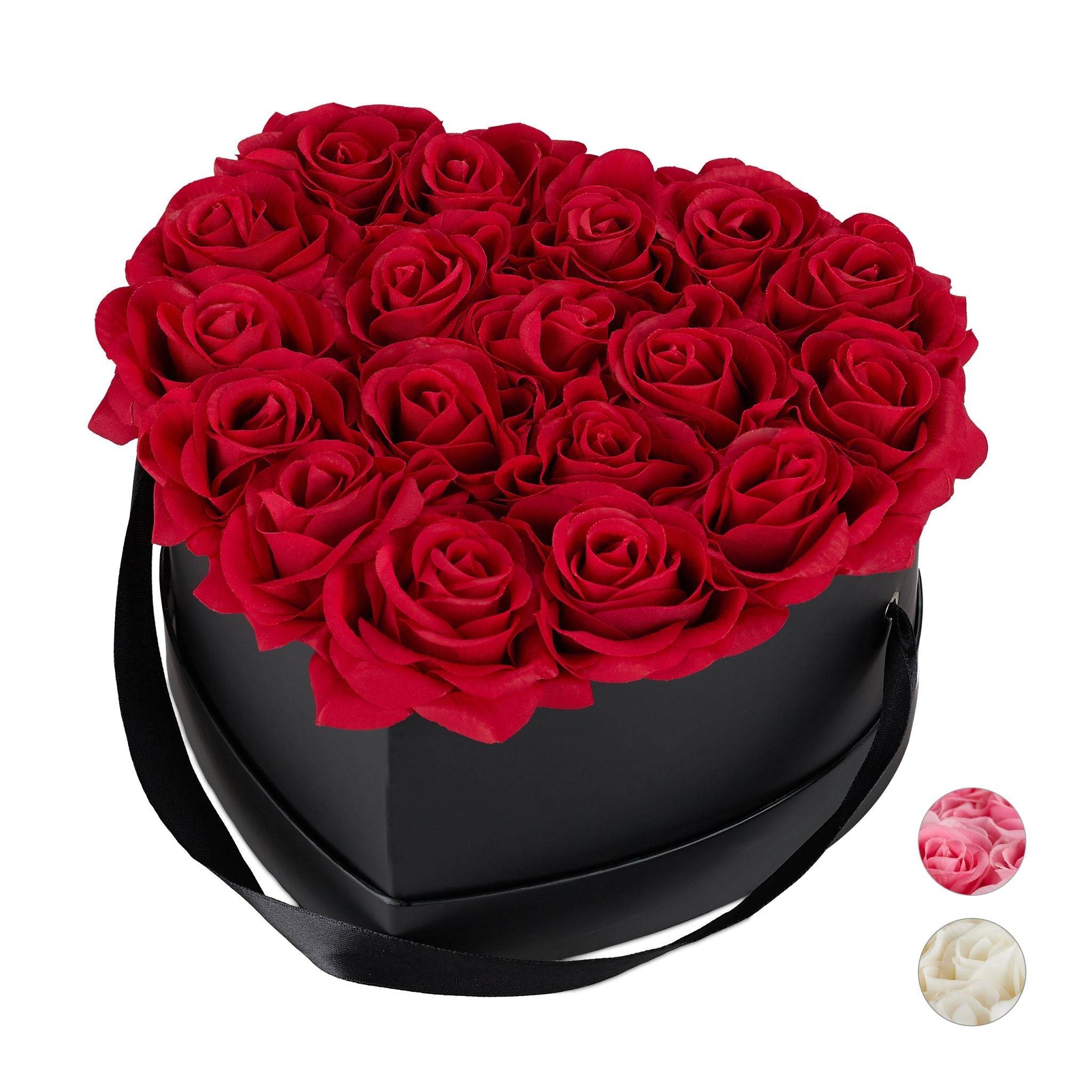 Rosenbox Herz 18 Rosen Rot-Schwarz von Relaxdays