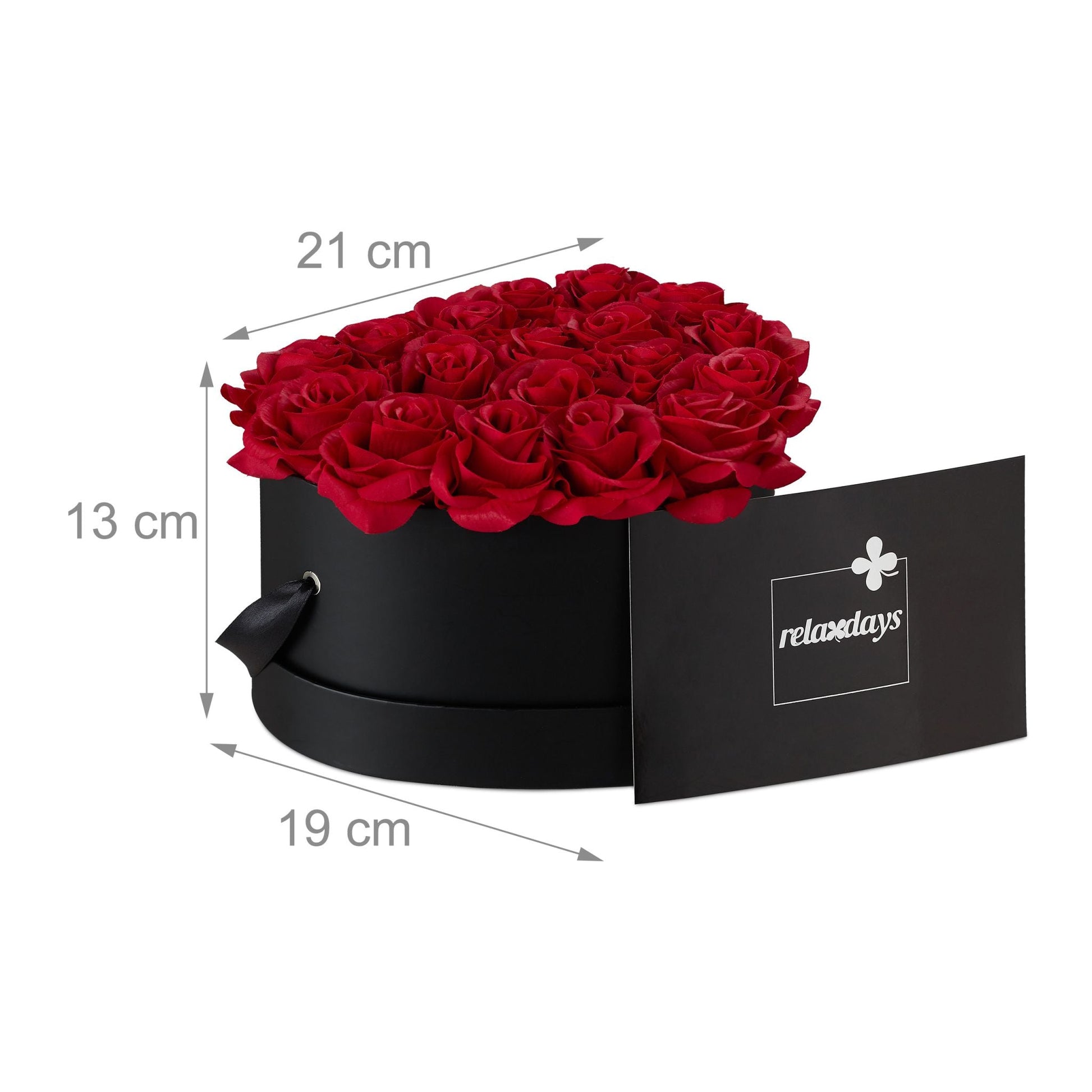 Rosenbox Herz 18 Rosen Rot-Schwarz von Relaxdays