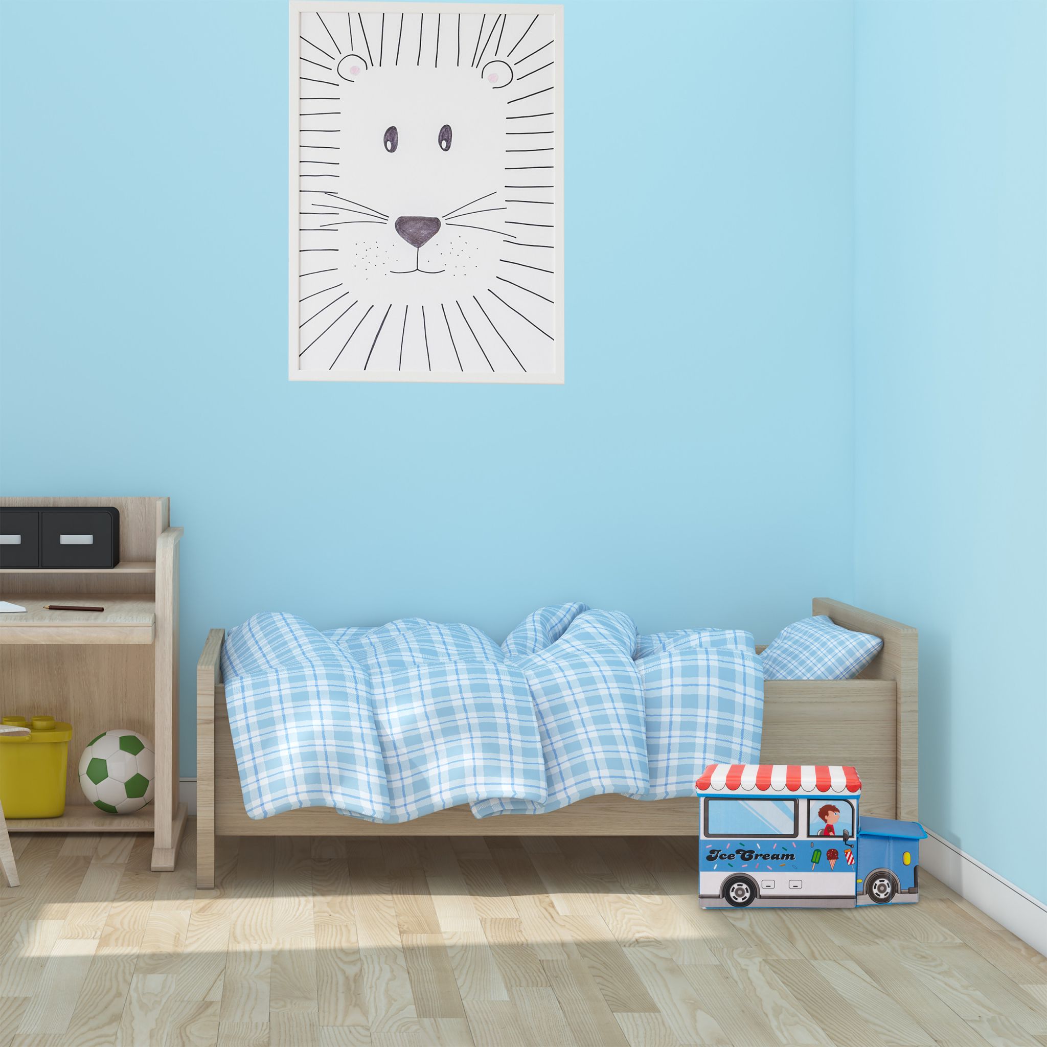 Sitzbox für Kinder Weiss-Dunkelblau von Relaxdays
