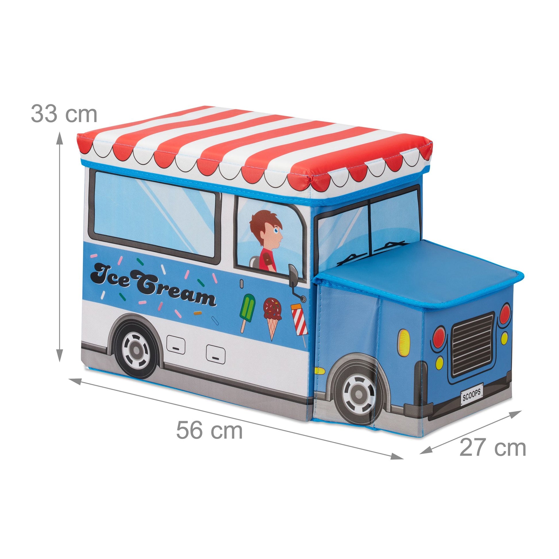 Sitzbox für Kinder Weiss-Hellblau-Rot von Relaxdays